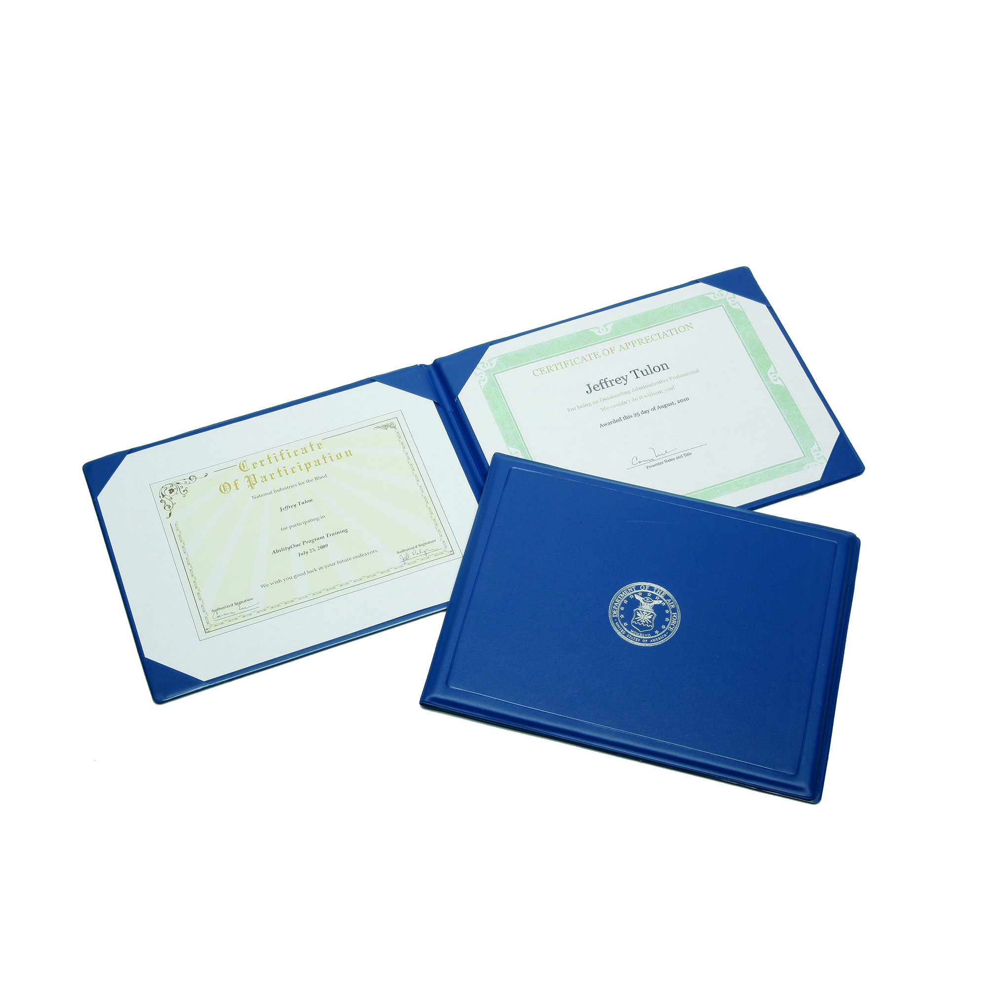 Binder, Awards Certificate, Silver USAF Seal, Blue, 8-1/2" x 11" - Each