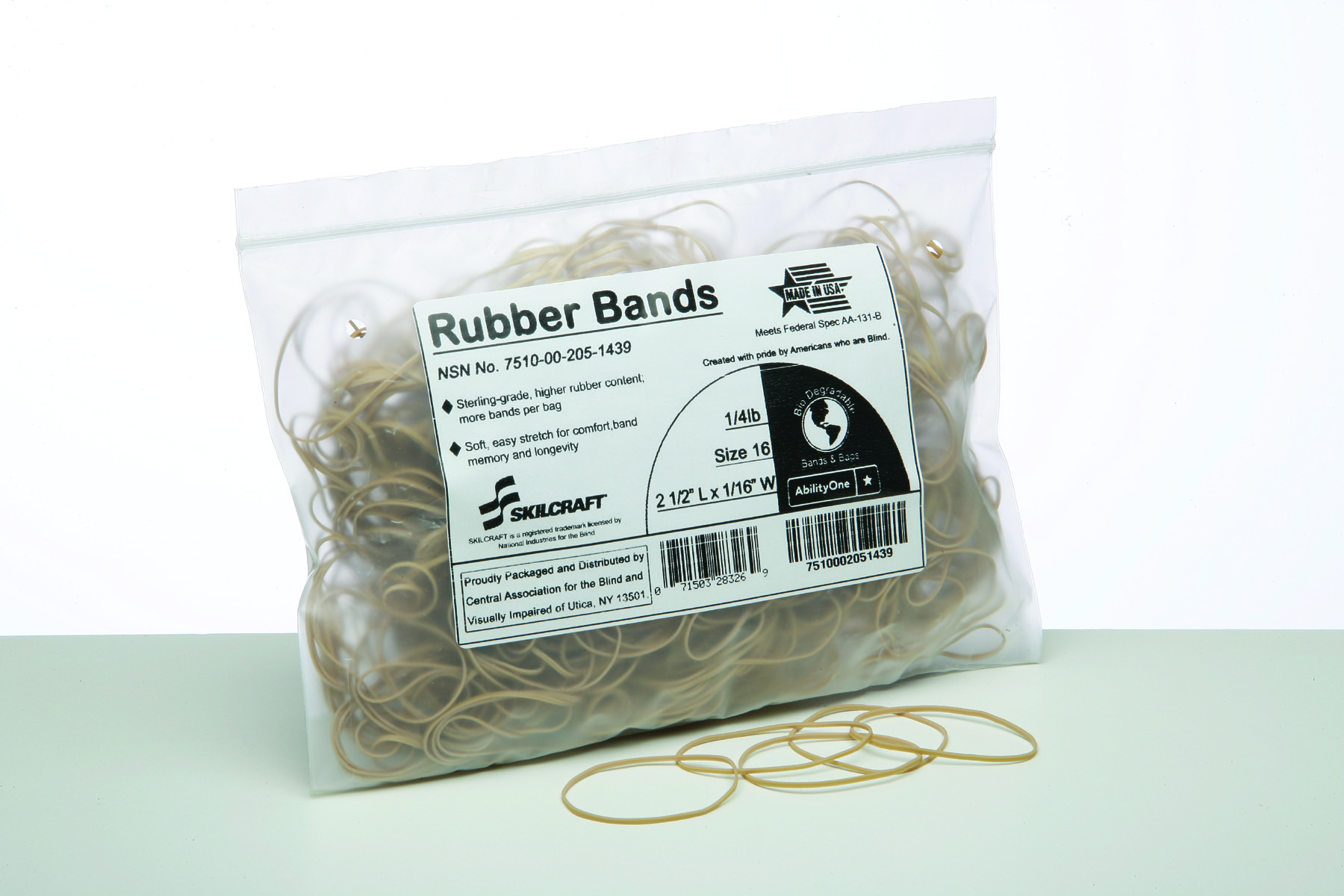 Rubber Band, Sterling Grade, Size 16, 1/4 Lb - 1/PK