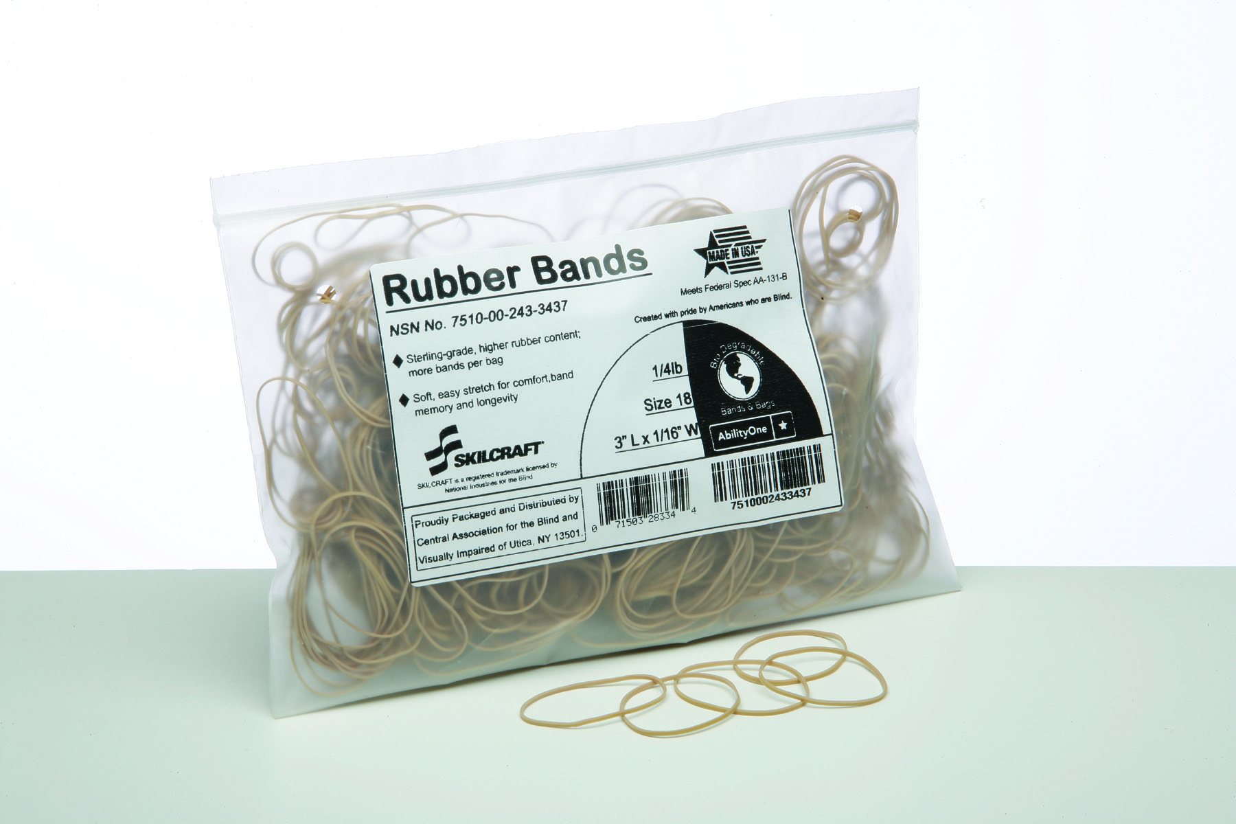 Rubber Band, Sterling Grade, Size 18, 1/4 Lb - 1/PK