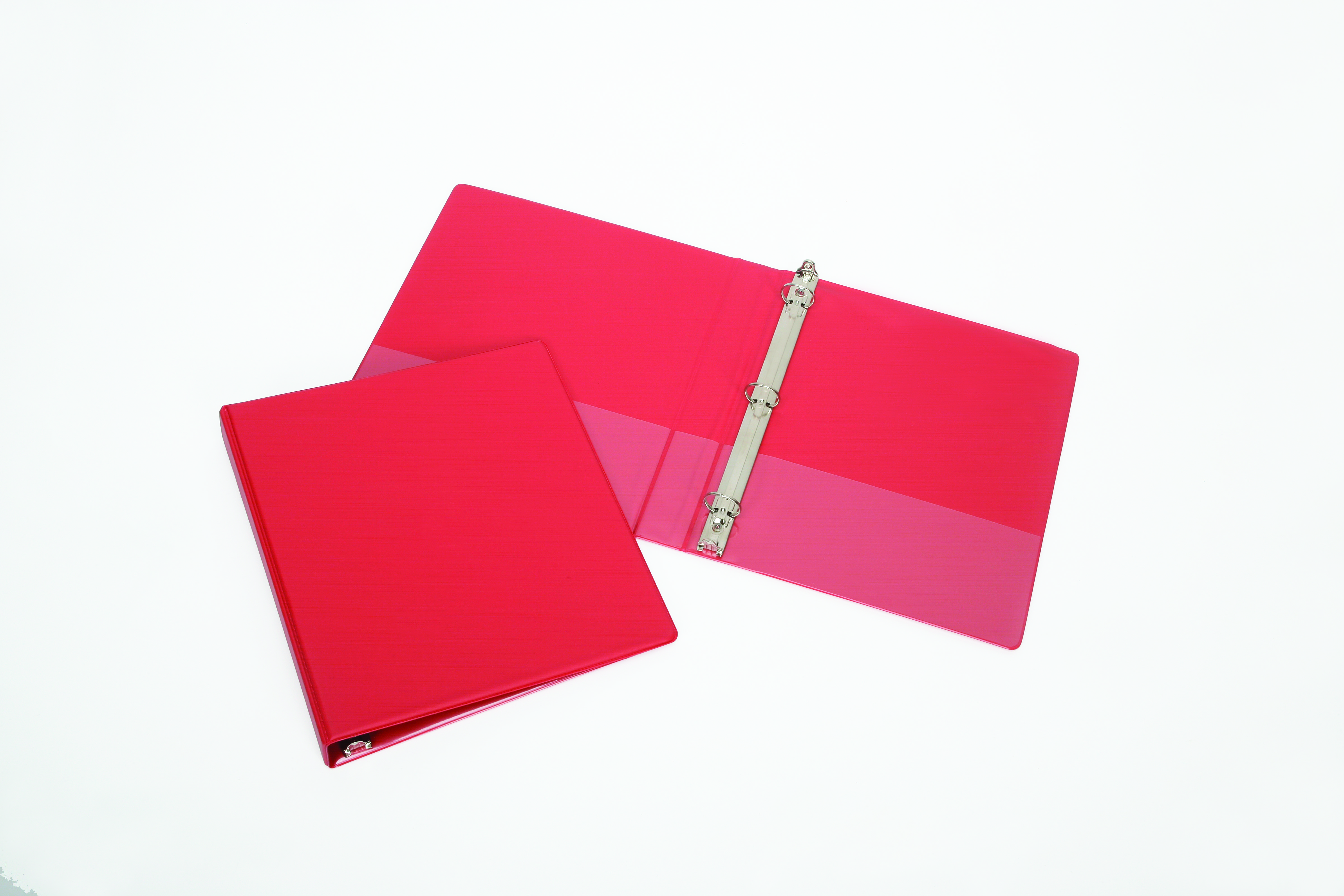 Binder, Round Ring, Pockets, Red, 1" Capacity, Letter Size - Each