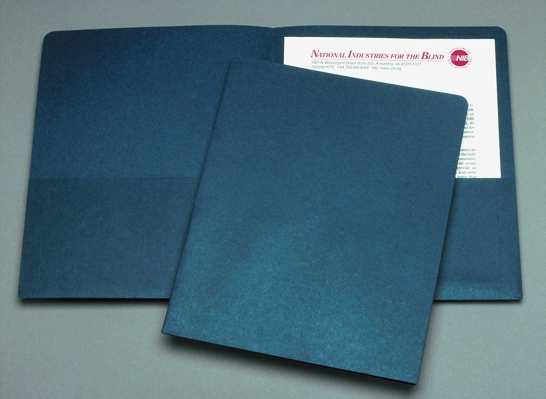 Portfolio, Double Pocket, Coated Paper, Dark Blue, Letter, 25/BX
