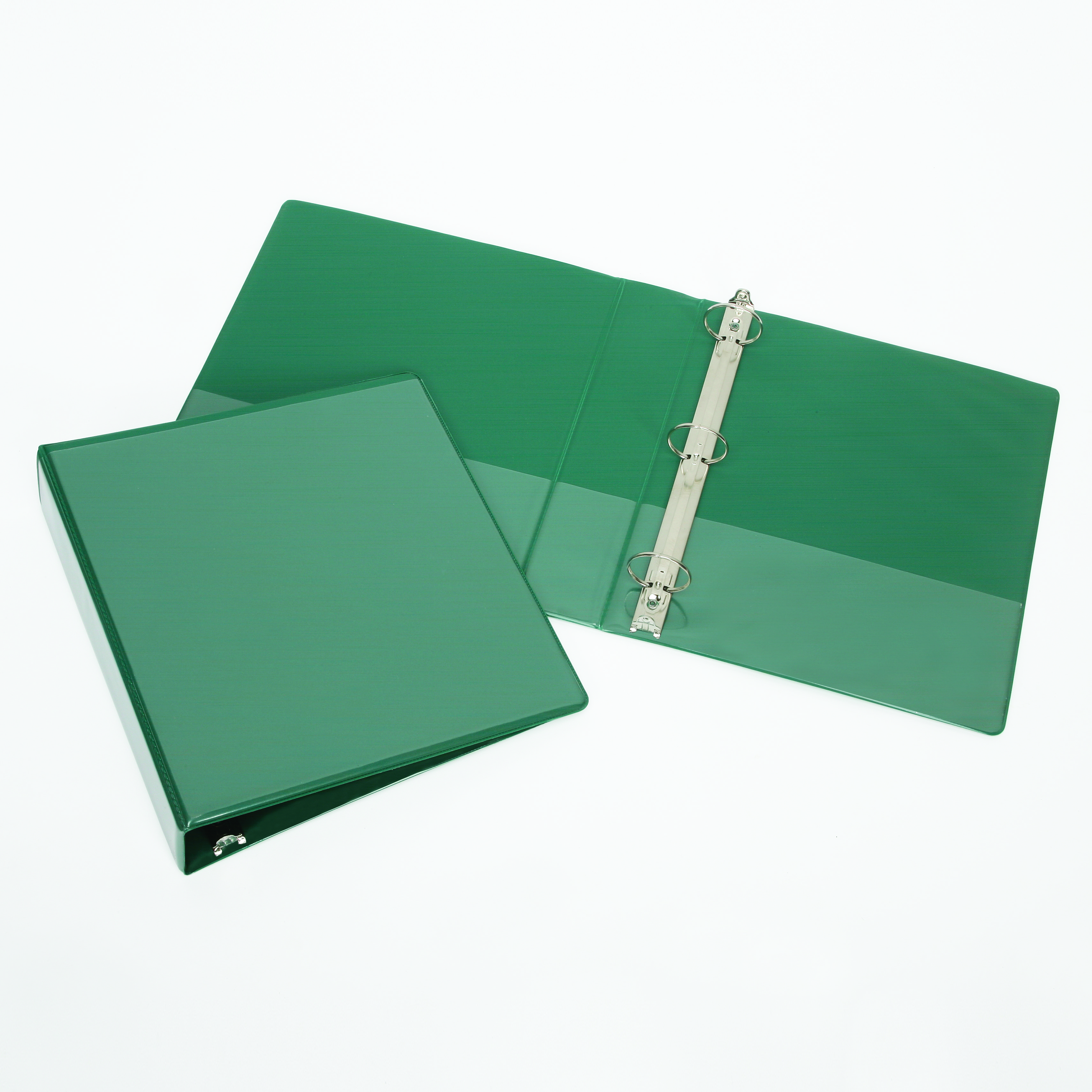 Binder, Round Ring, Clear Overlay, Pockets, Green, 3" Capacity, Letter Size - Each