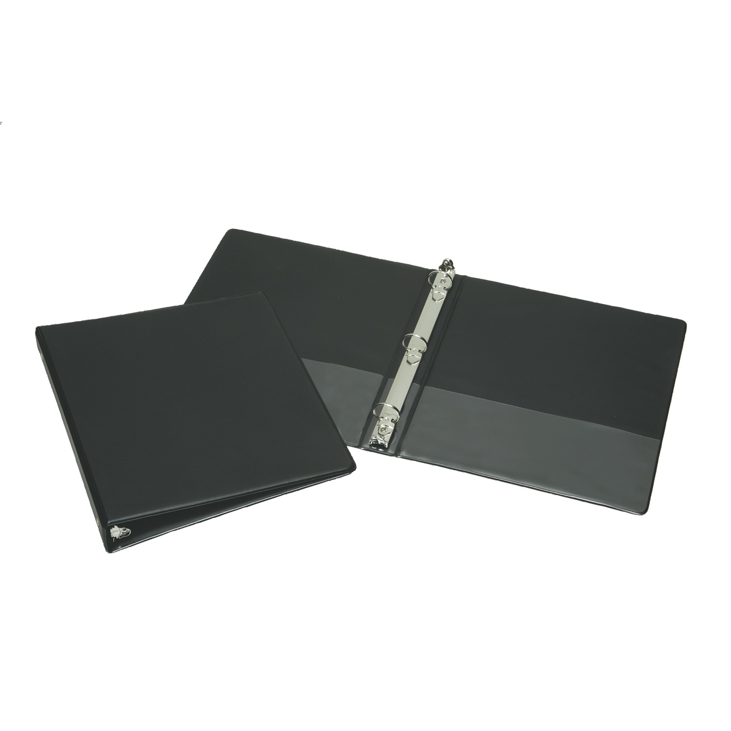 Binder, Round Ring, Pockets, Black, 2" Capacity, Letter Size - Each