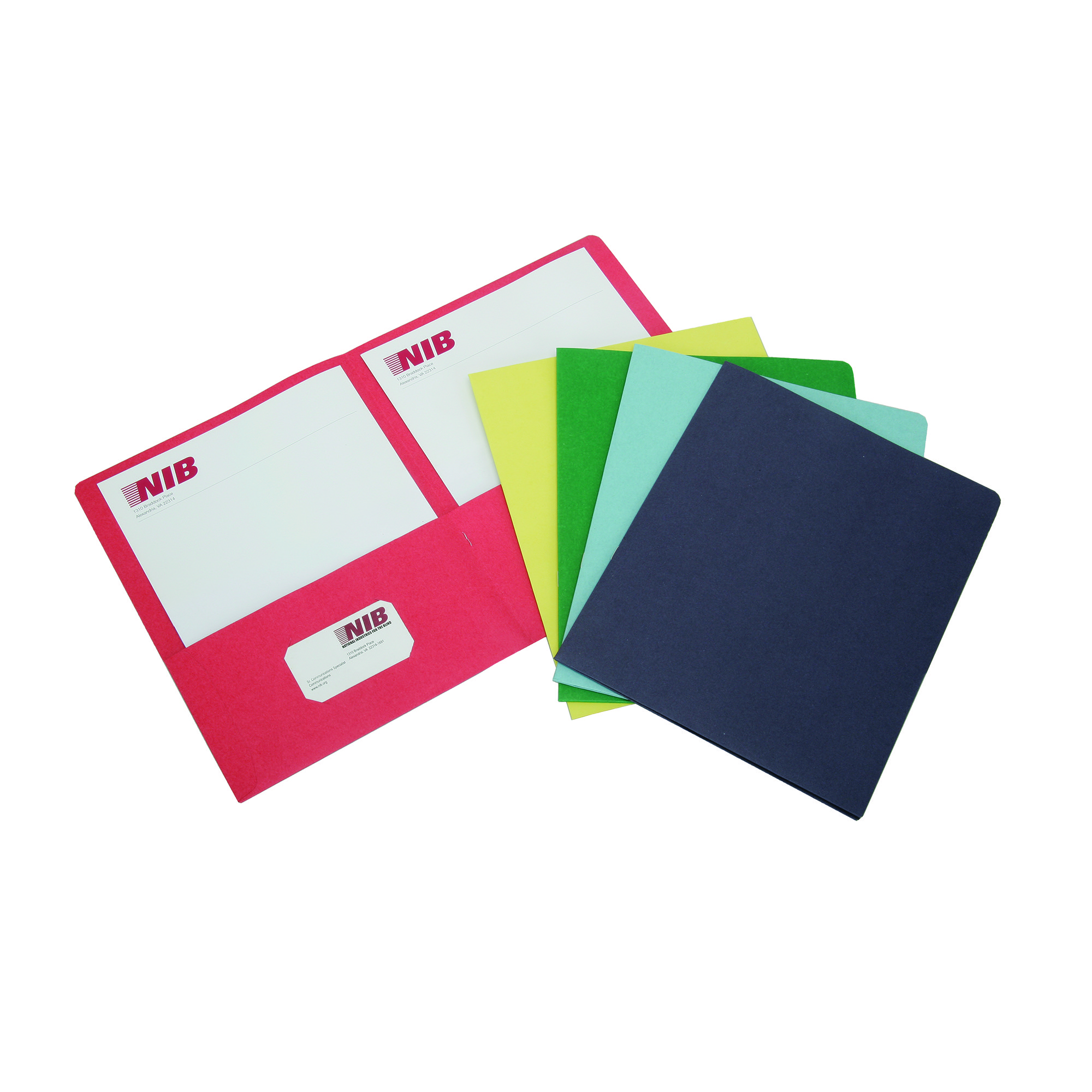 Portfolio, Double Pocket, Coated Paper, 5 Assorted Colors, Letter, 25/BX