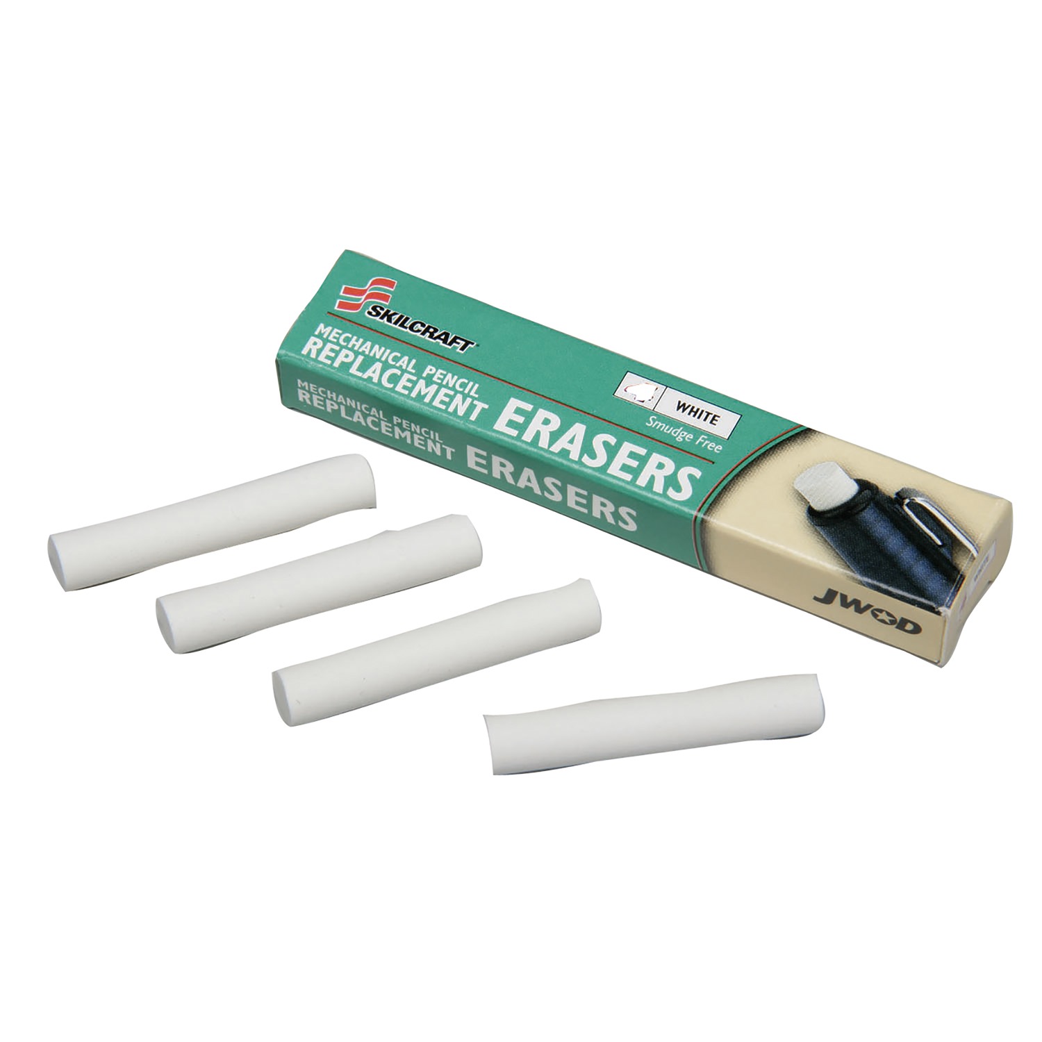 Refill, Eraser, Mechanical Pencil, Long Vinyl, White - 4/BX