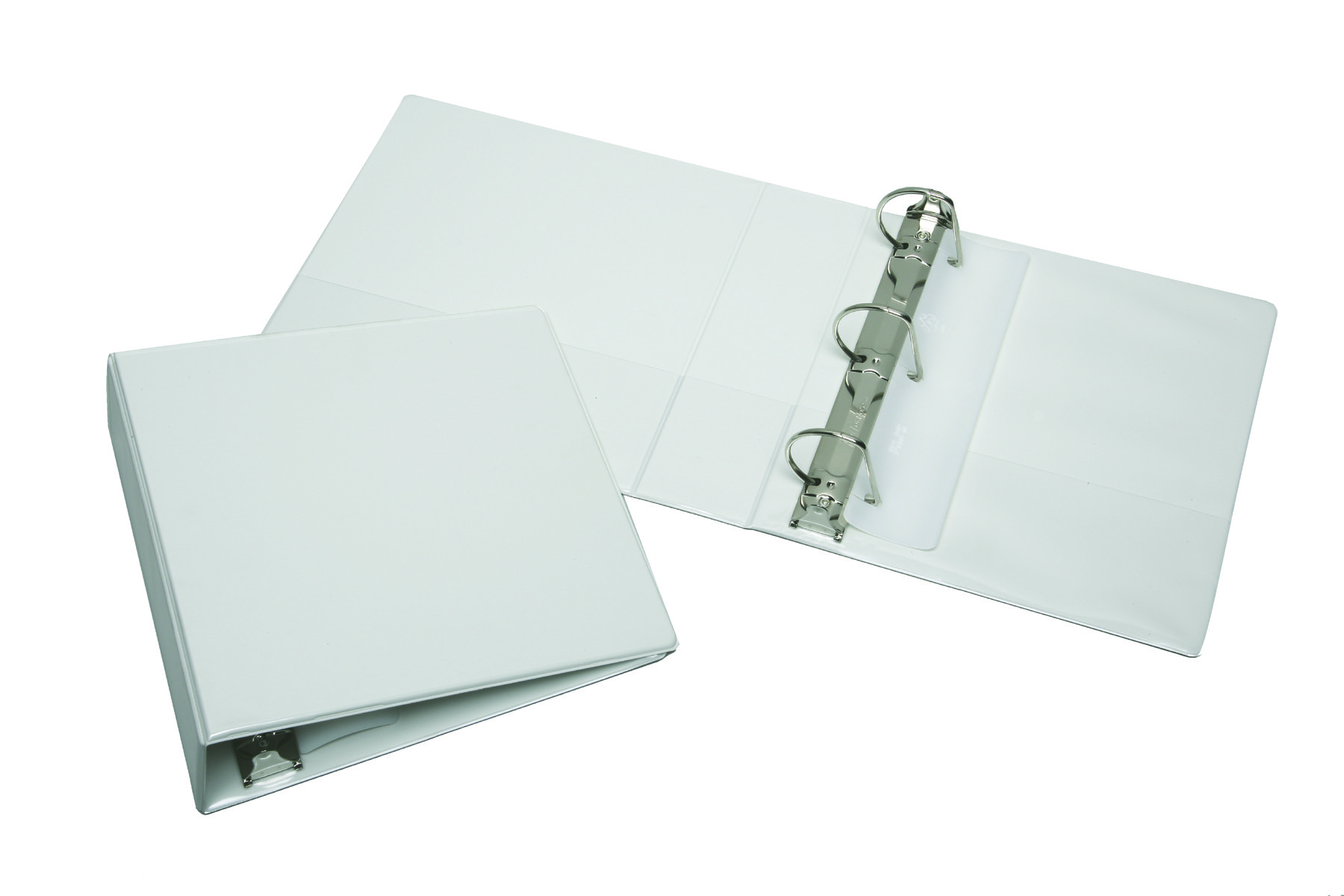 Binder, Slant D Ring, Clear Overlay, Pockets, White, 2 1/2" Capacity, Letter Size - Each