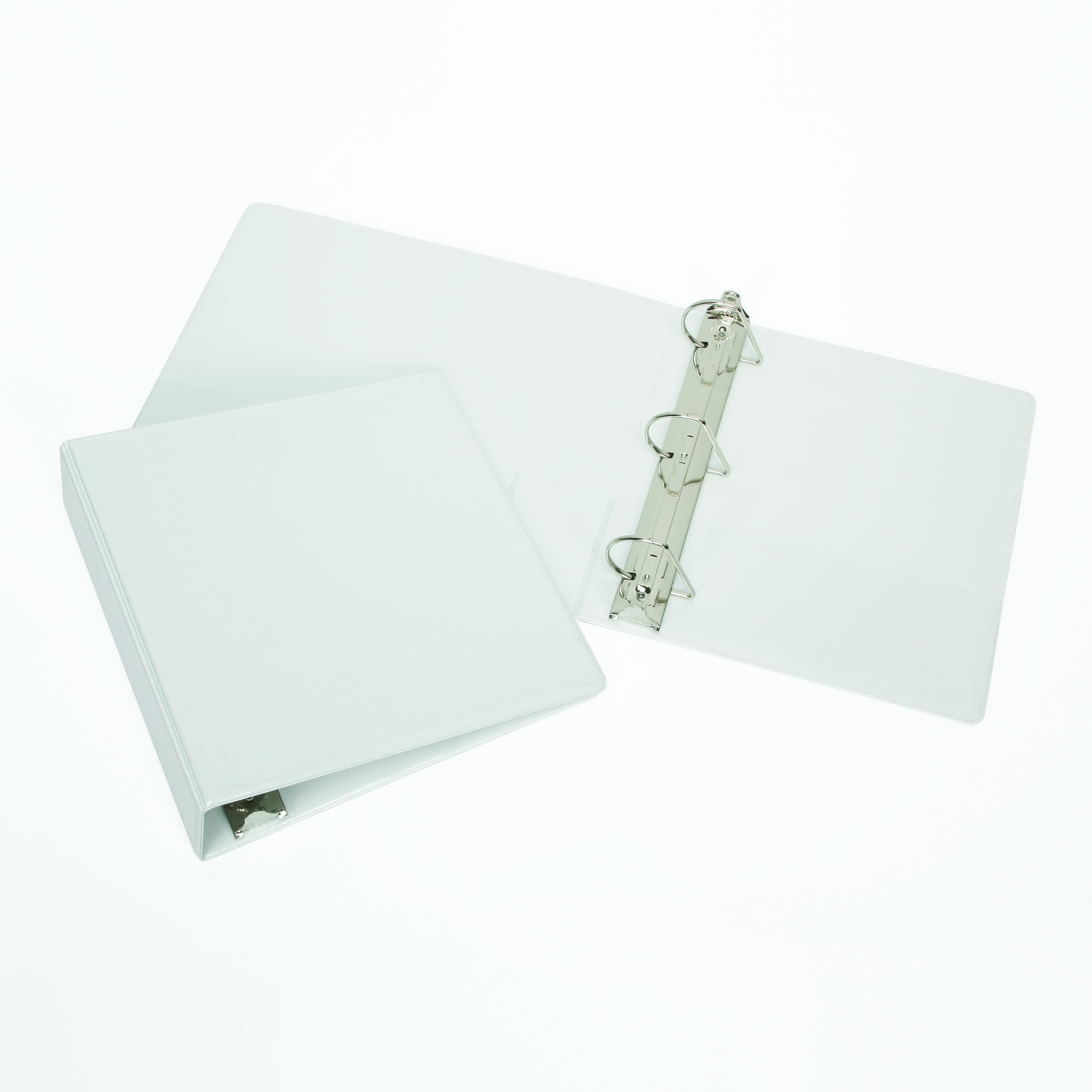Binder, Slant D Ring, Clear Overlay, Pockets, White, 2" Capacity, Letter Size - Each