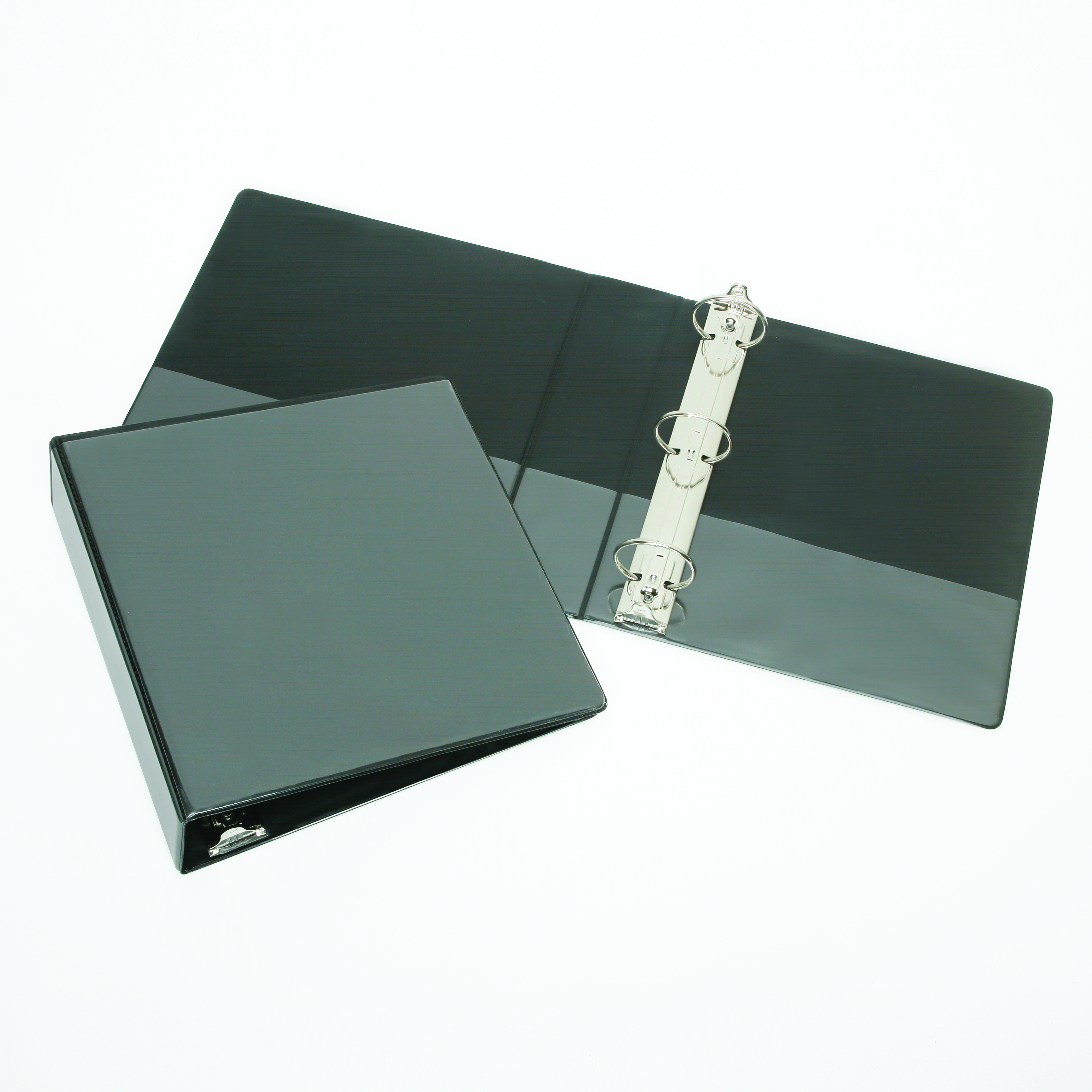 Binder, Slant D Ring, Clear Overlay, Pockets, Black, 3" Capacity, Letter Size - Each