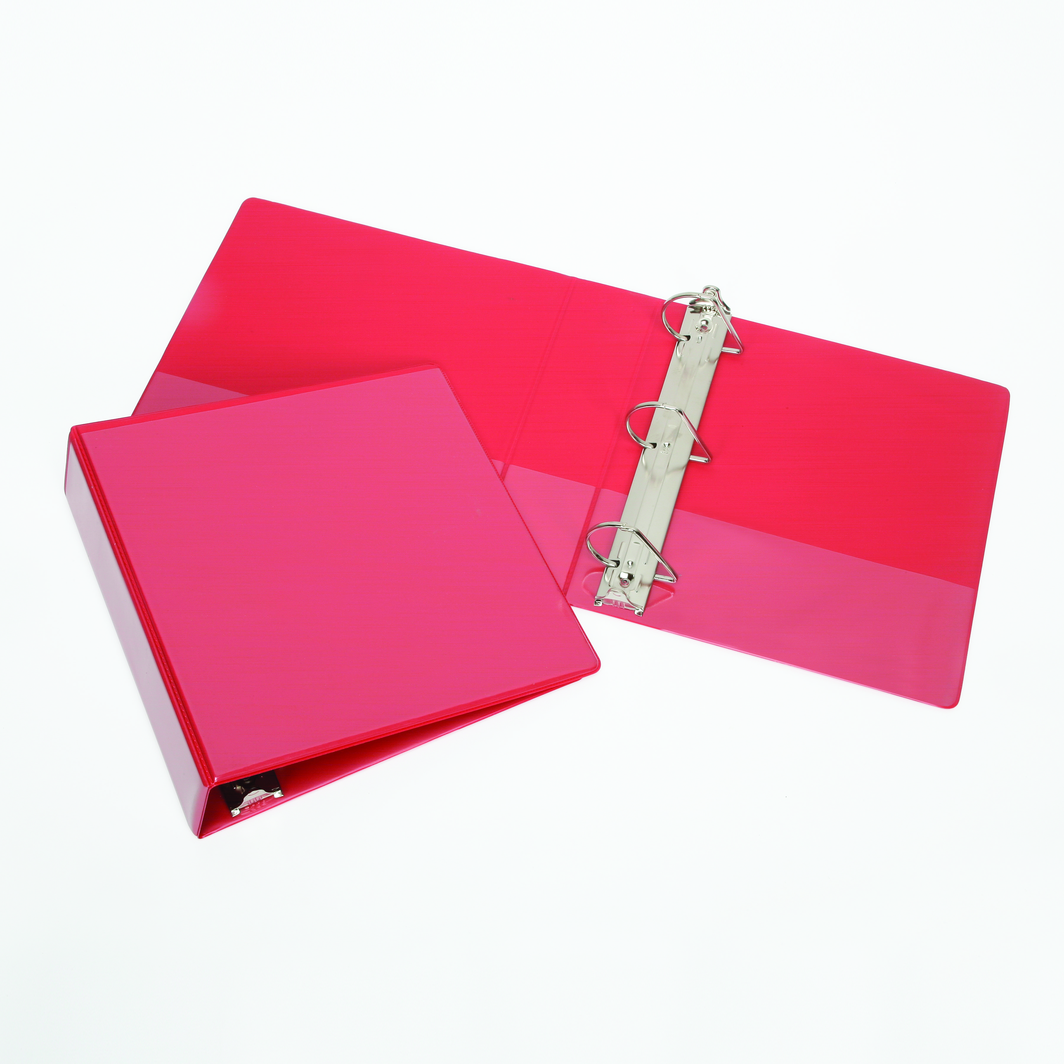Binder, Slant D Ring, Clear Overlay, Pockets, Red, 1" Capacity, Letter Size - Each