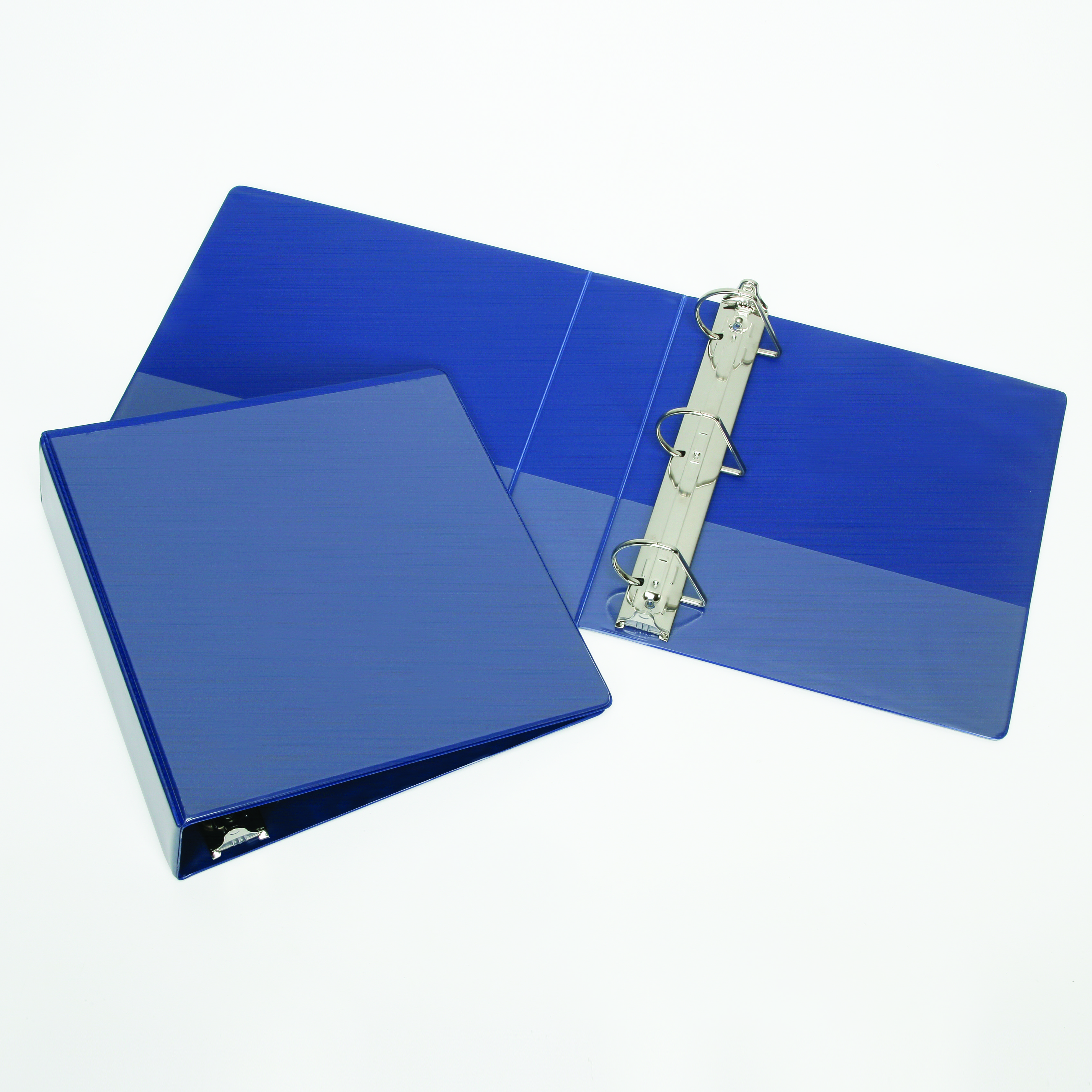 Binder, Slant D Ring, Clear Overlay, Pockets, Blue, 1 1/2" Capacity, Letter Size - Each