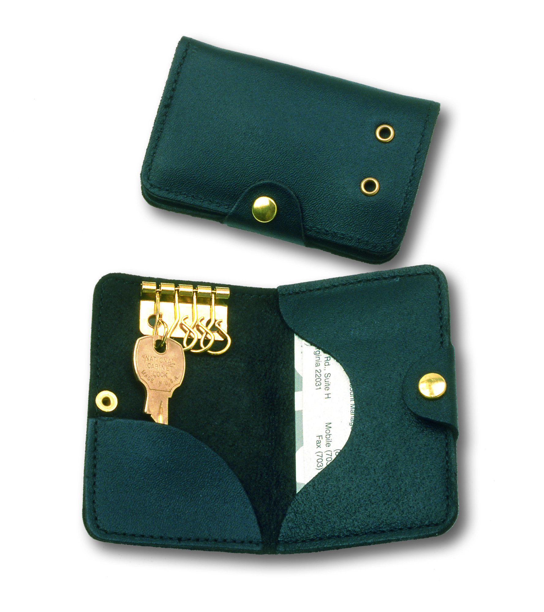Holder, Key and Credit Card, Black Leather, 2-1/4" x 4" - Each