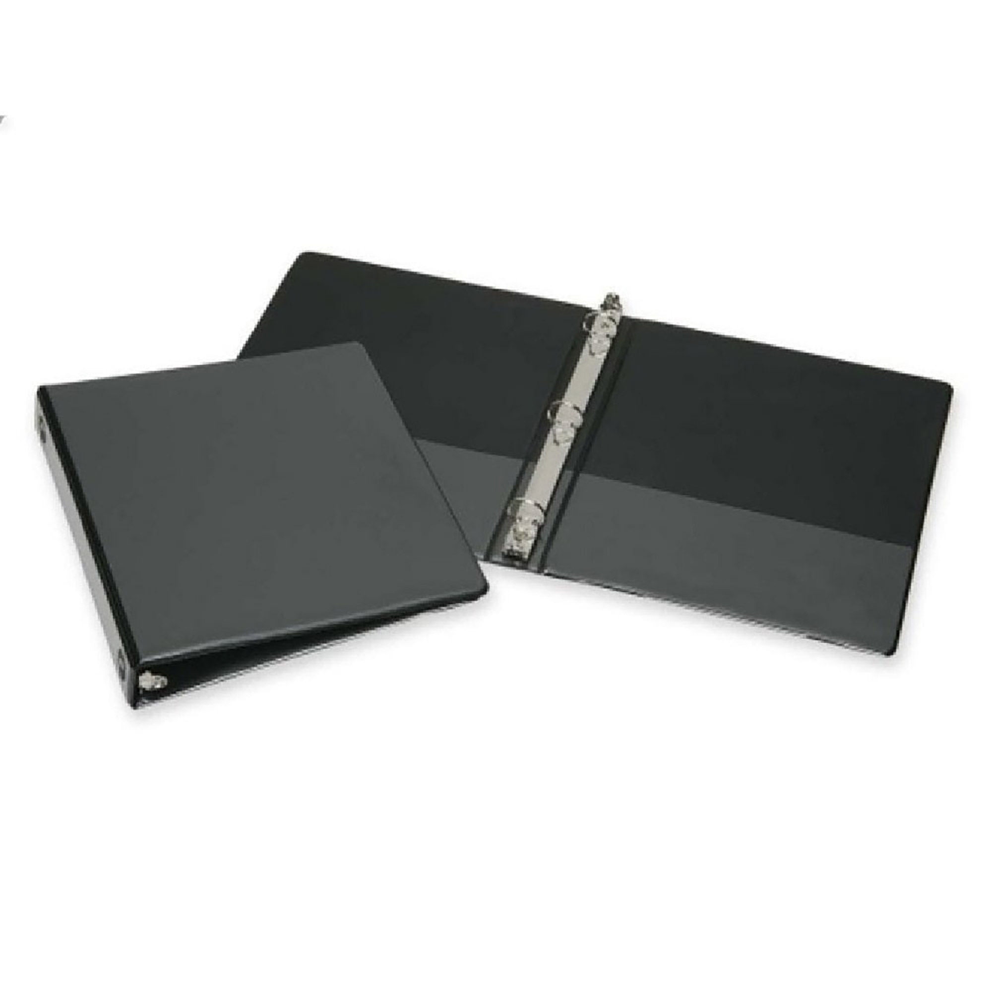 Binder, Round Ring, Clear Overlay, Pockets, Black, 1" Capacity, Letter Size - Each