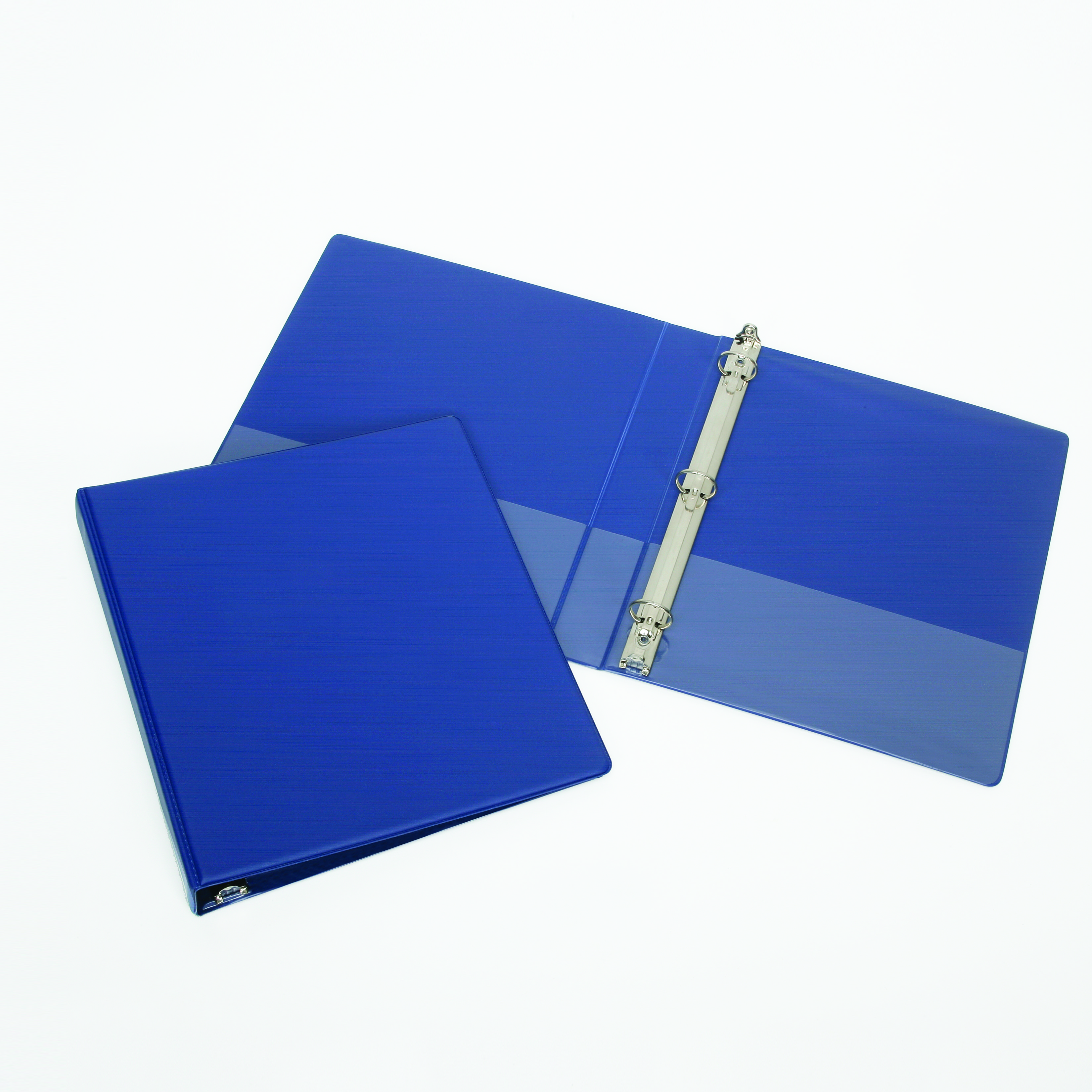 Binder, Round Ring, Pockets, Blue, 3" Capacity, Letter Size - Each
