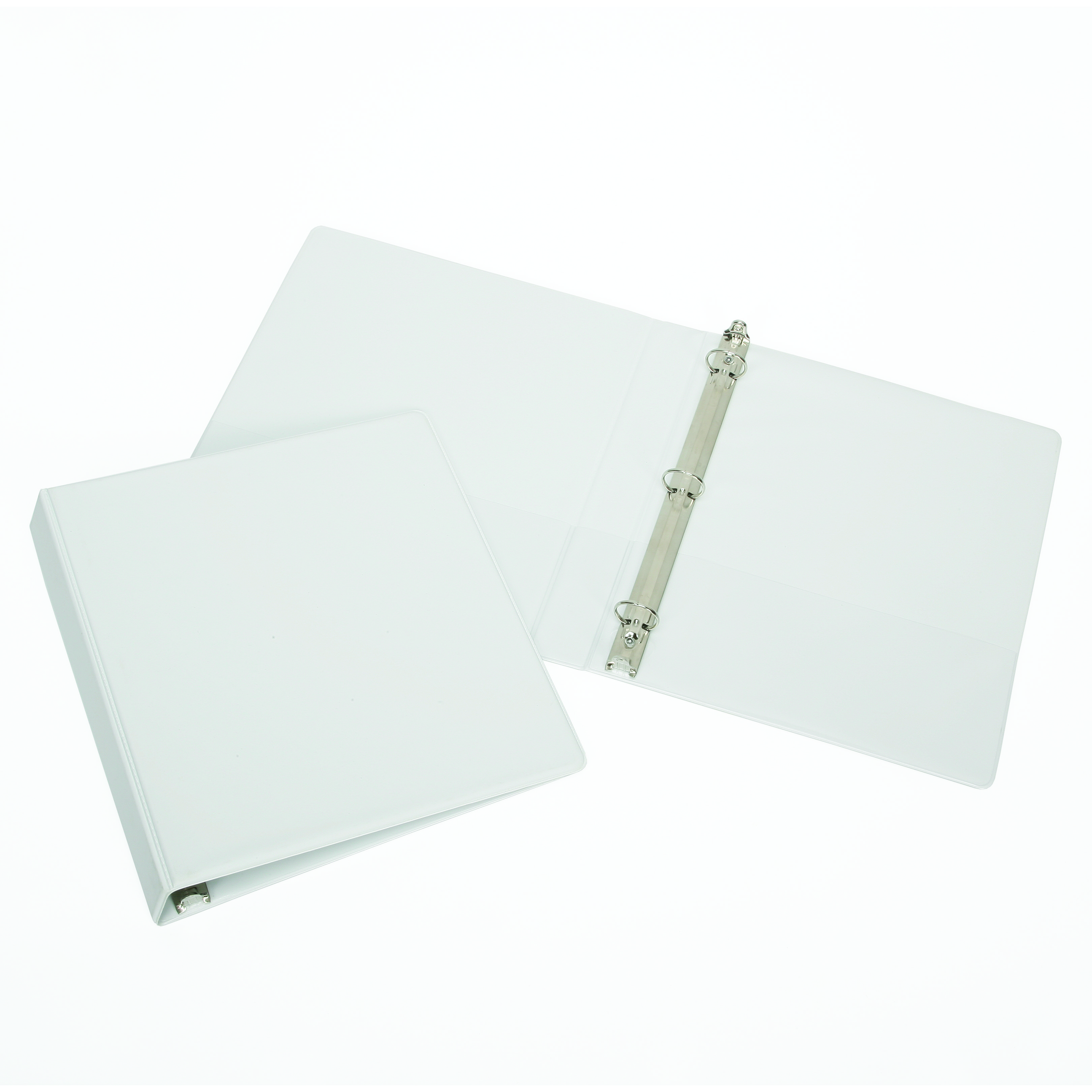 Binder, Round Ring, Pockets, White, 1" Capacity, Letter Size - Each