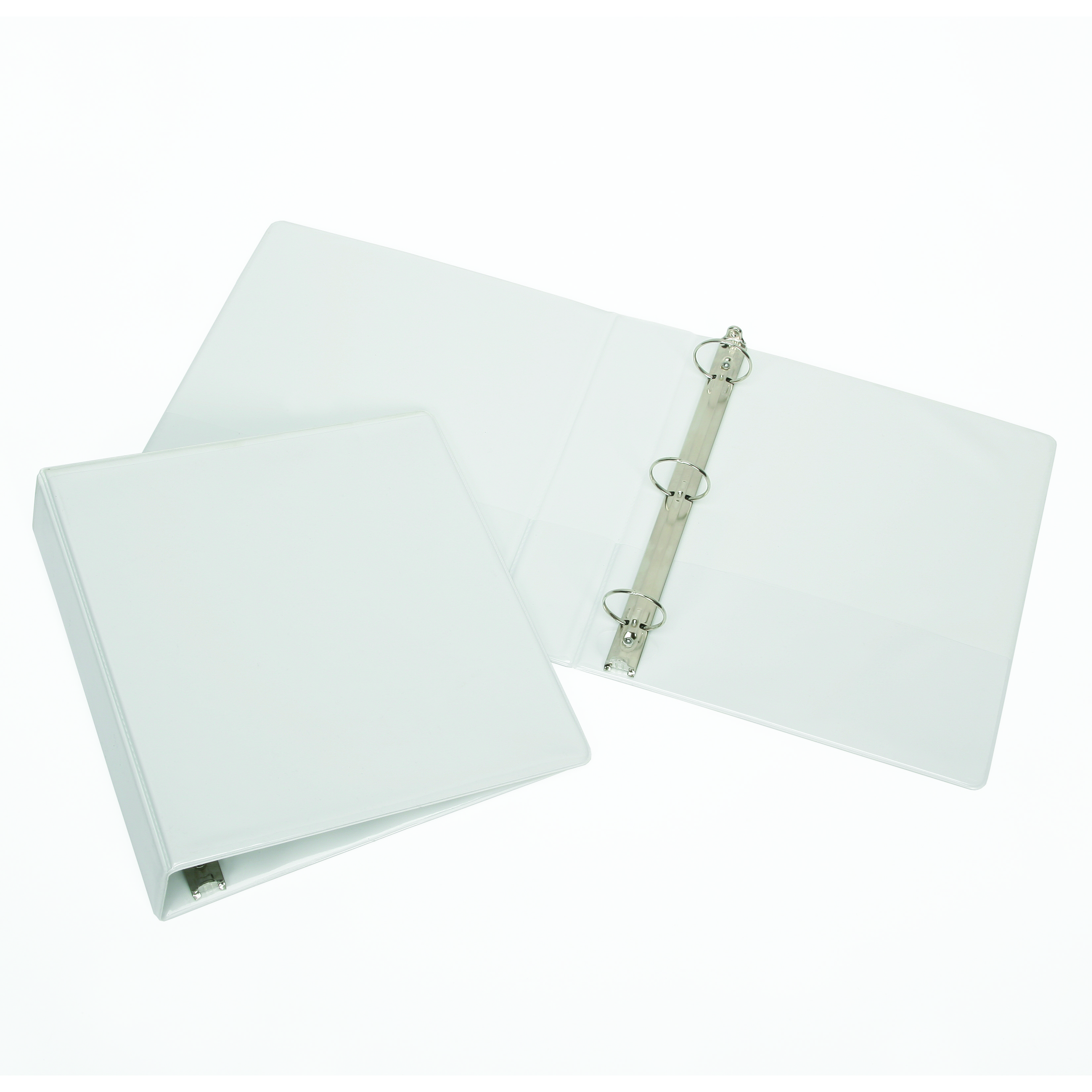 Binder, Round Ring, Clear Overlay, Pockets, White, 1 1/2" Capacity, Letter Size - Each