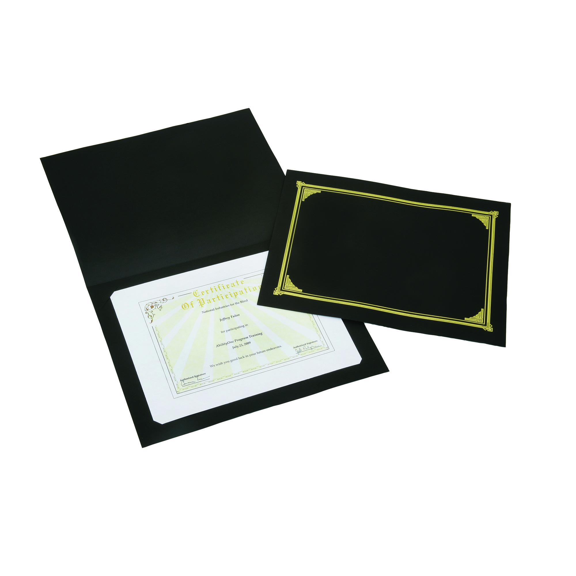 Cover, Certificate-Document, Gold Foil Stamped, Black - 5/PK