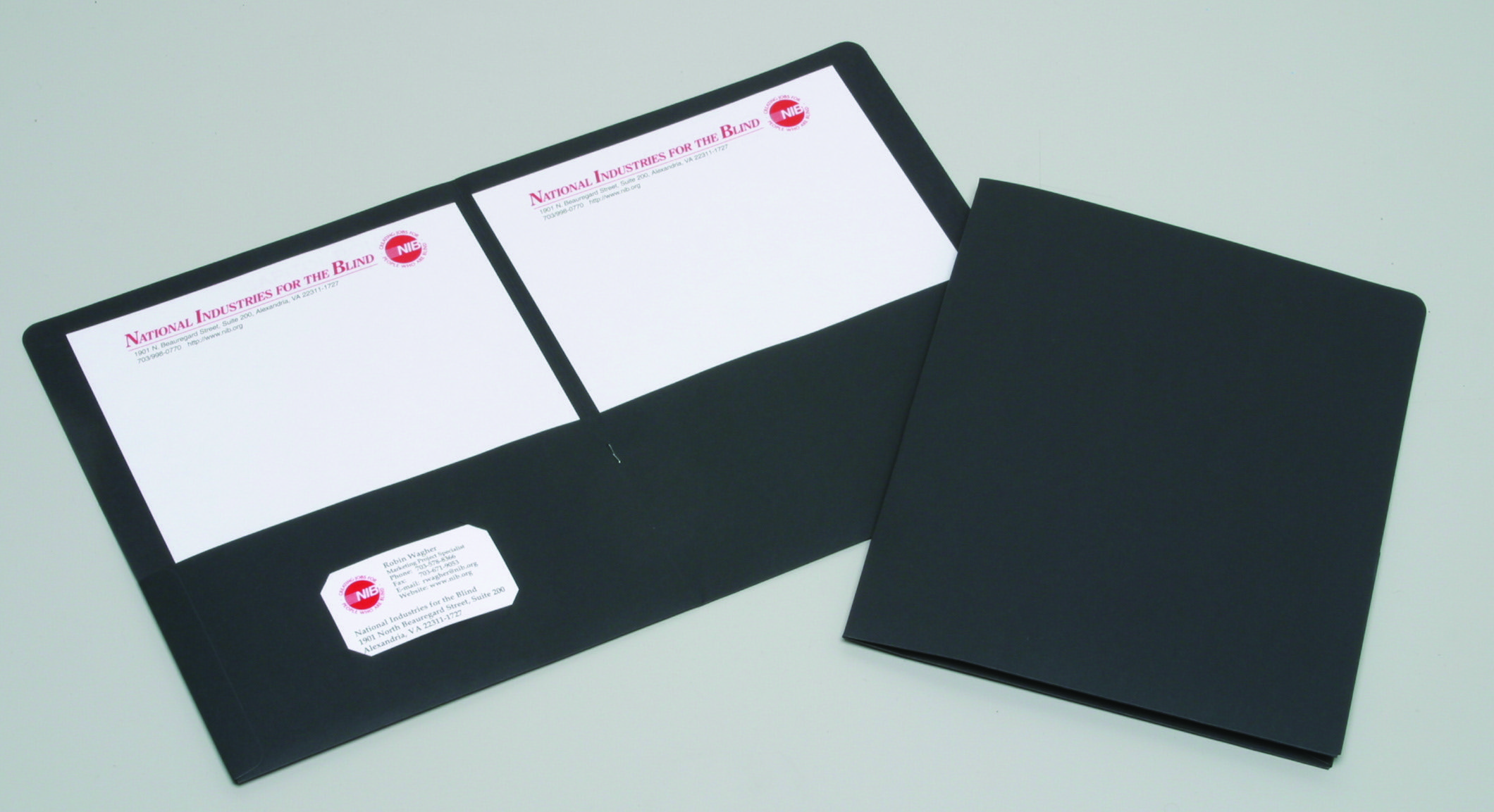 Portfolio, Double Pocket, Coated Paper, Black, Letter - 25/BX