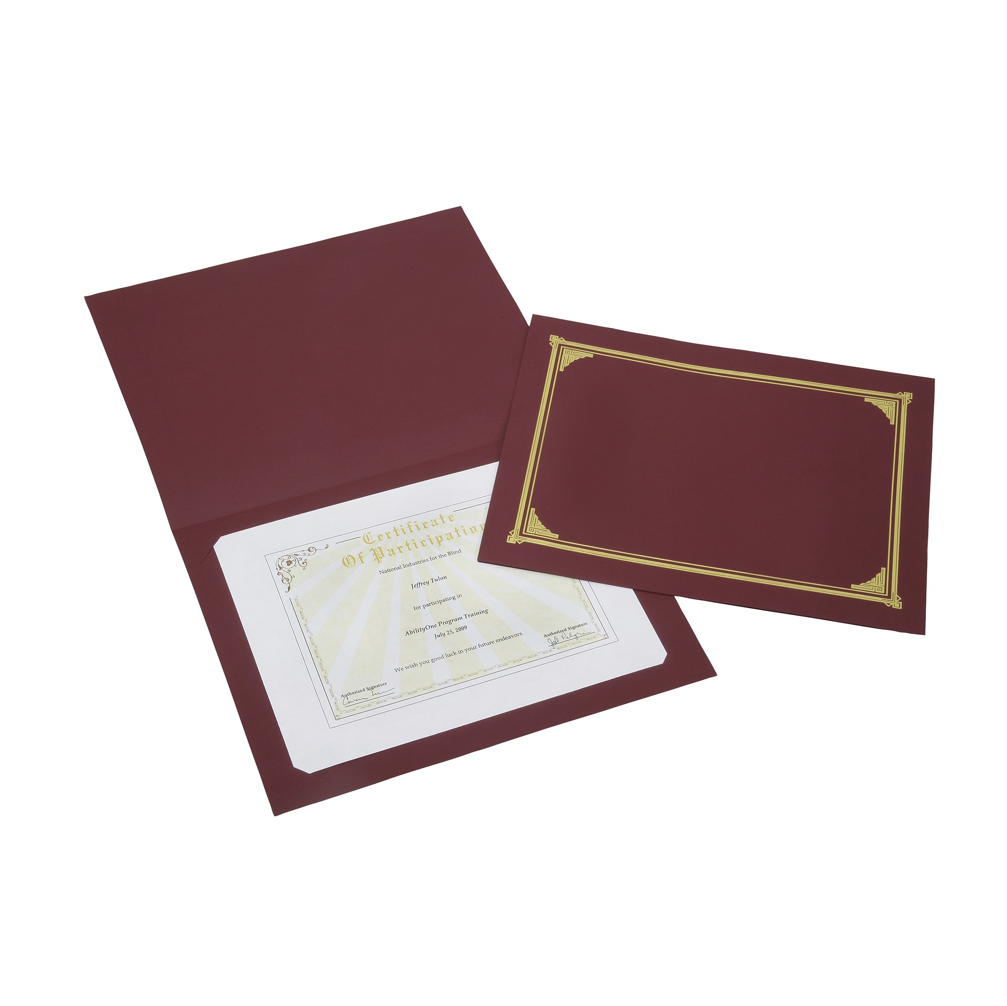 Cover, Certificate-Document, Gold Foil Stamped, Burgundy - 6/PK