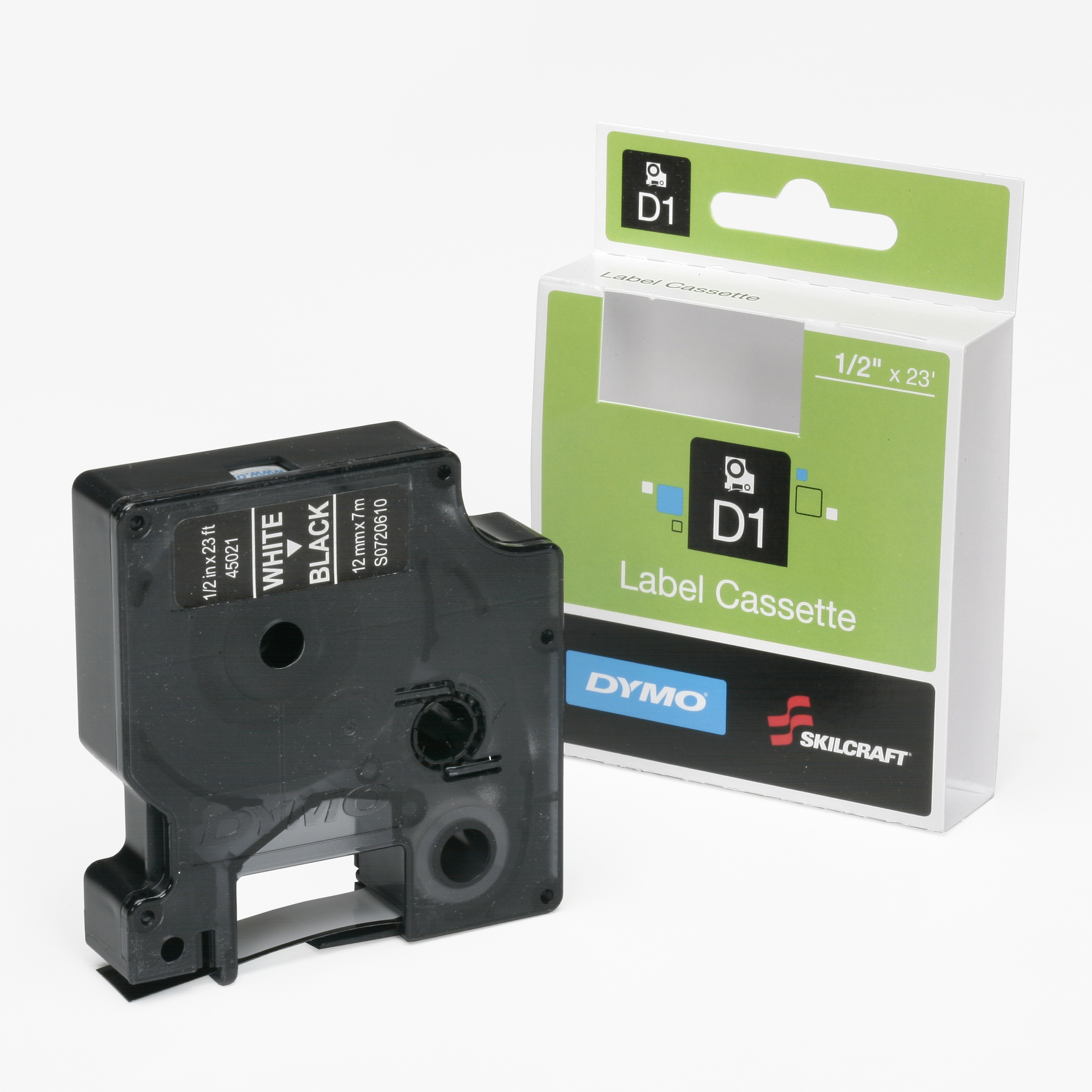 Cartridge, Label, White on Black, 1/2" x 23' - Each