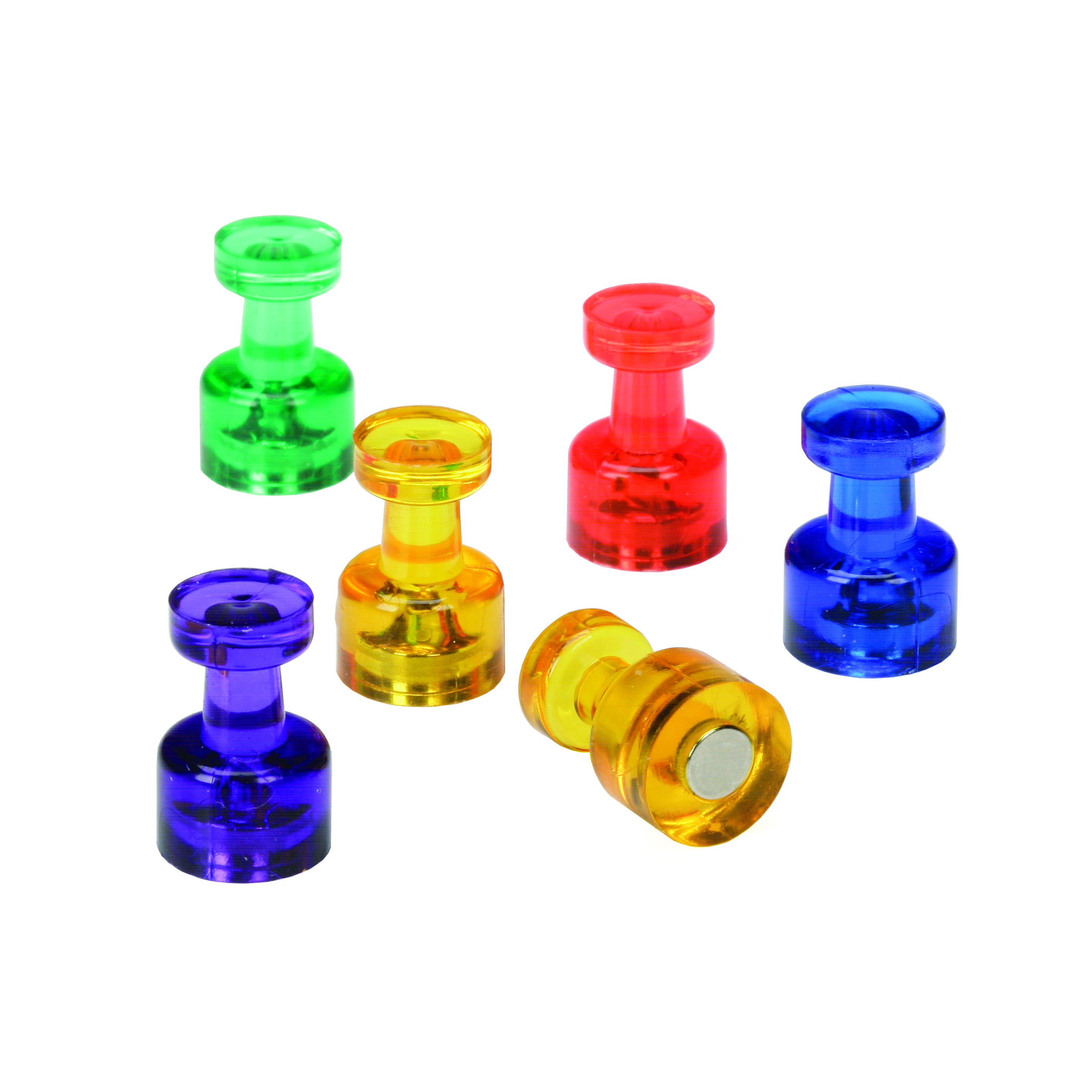 Pushpins, Magnetic, Assorted Colors - 6/PK
