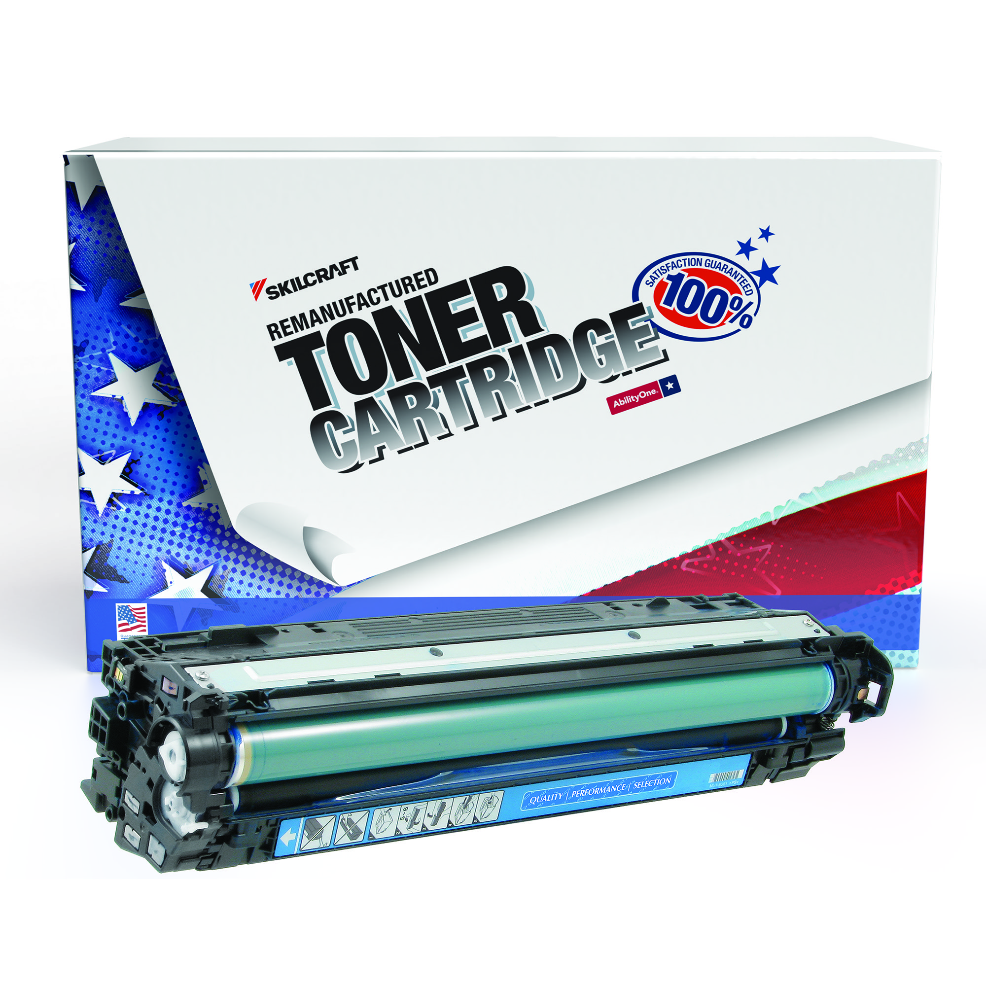 Toner Cartridge, Remanufactured, HP CE741A, Cyan - Each