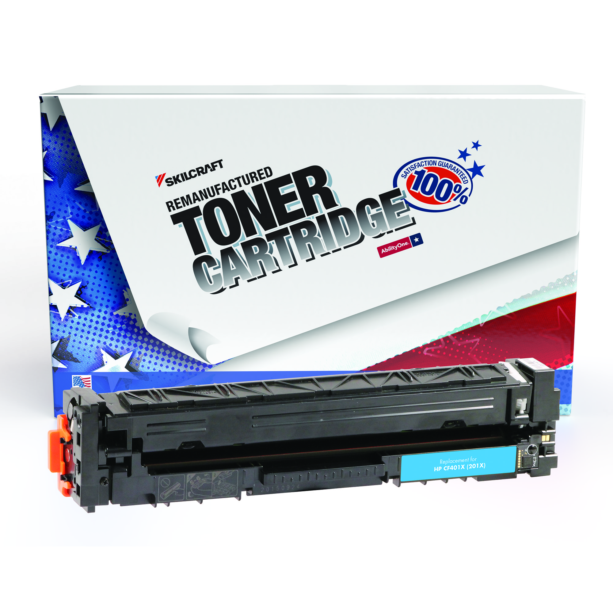 Toner Cartridge, Remanufactured, HP CF401X, Cyan - Each