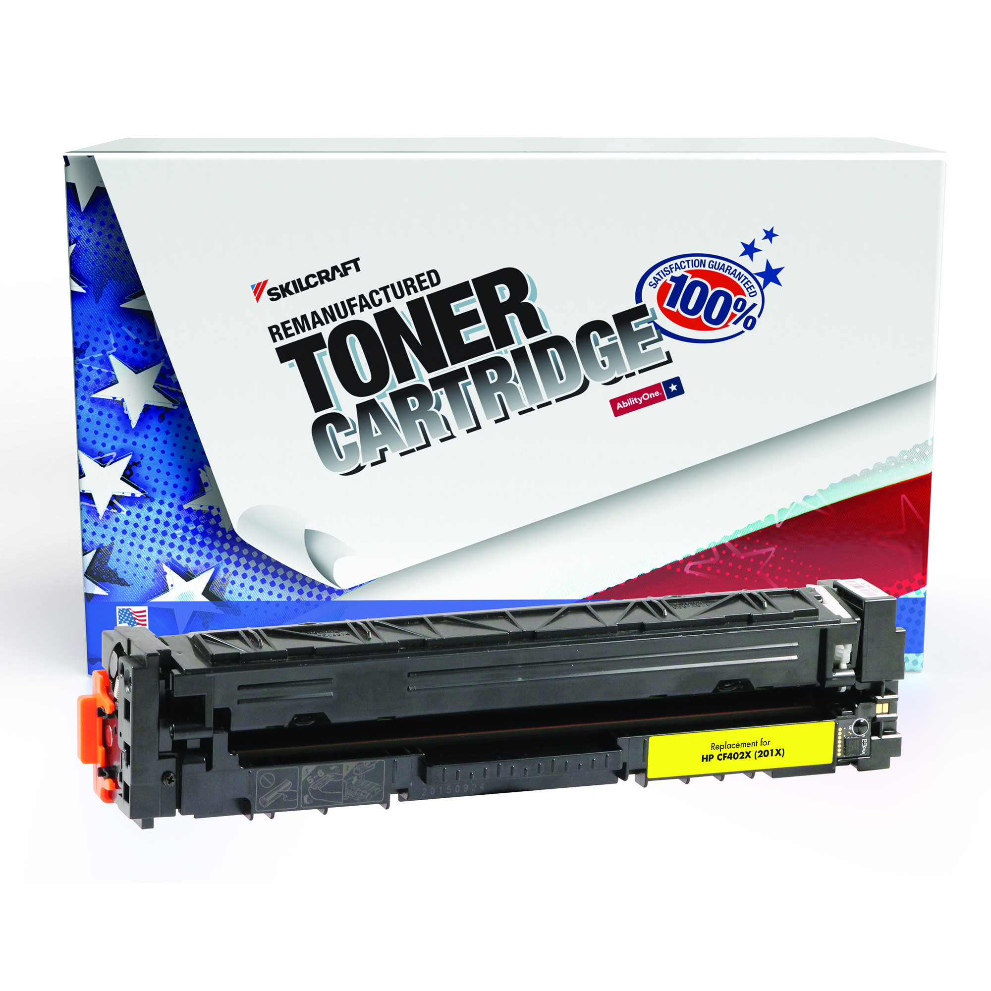 Toner Cartridge, Remanufactured, HP CF402X, Yellow - Each