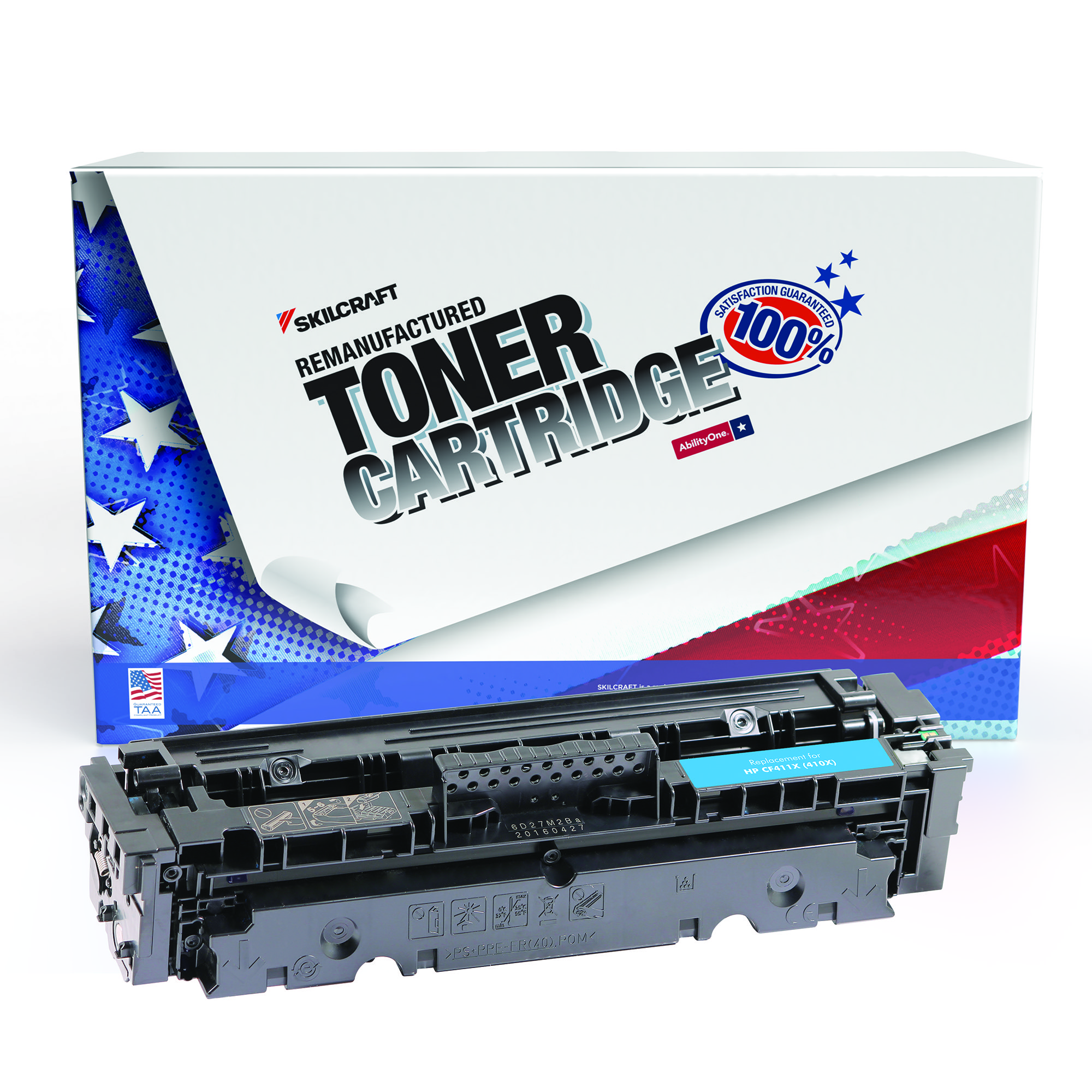 Toner Cartridge, Remanufactured, HP CF411X, Cyan - Each