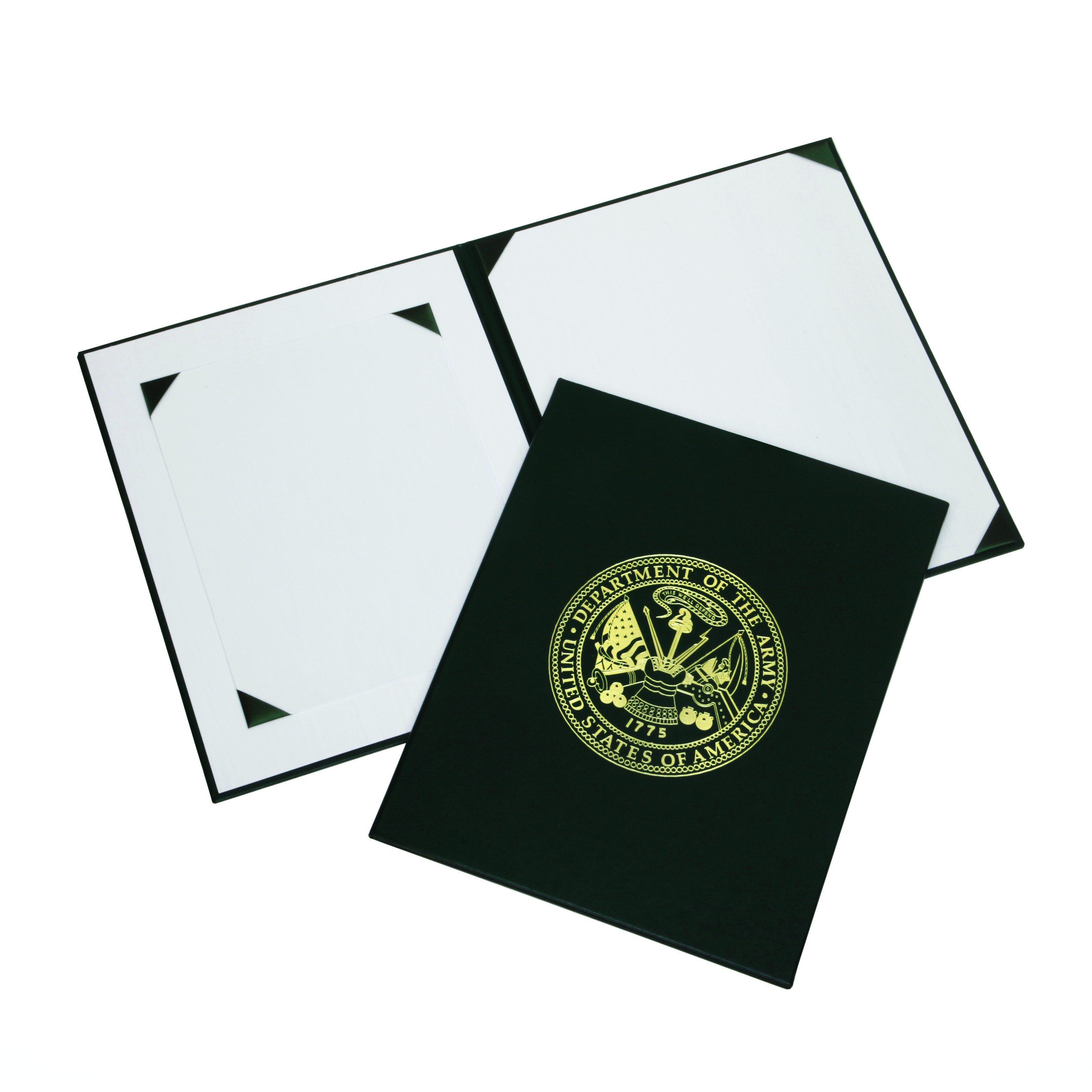 Binder, Awards Certificate, Gold Army Seal, Green, 11.5"x14.5" - Each