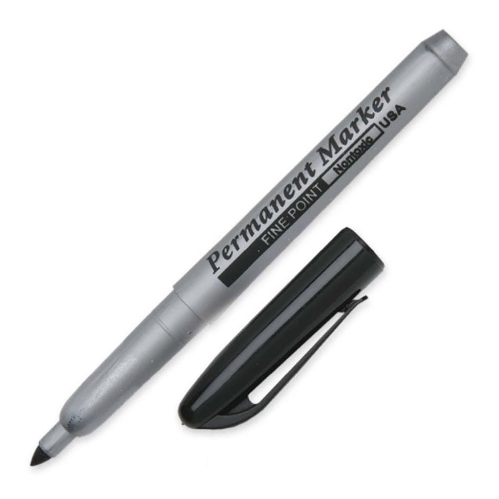 Markers, Tube Type, Permanent, Fine Point, Black - 12/PK