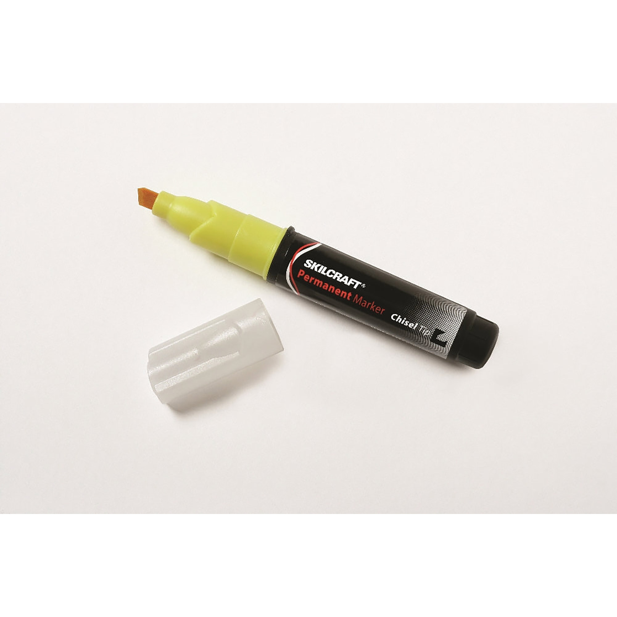 Permanent Marker, Tube Type, Chisel Tip, Yellow - 12/PK