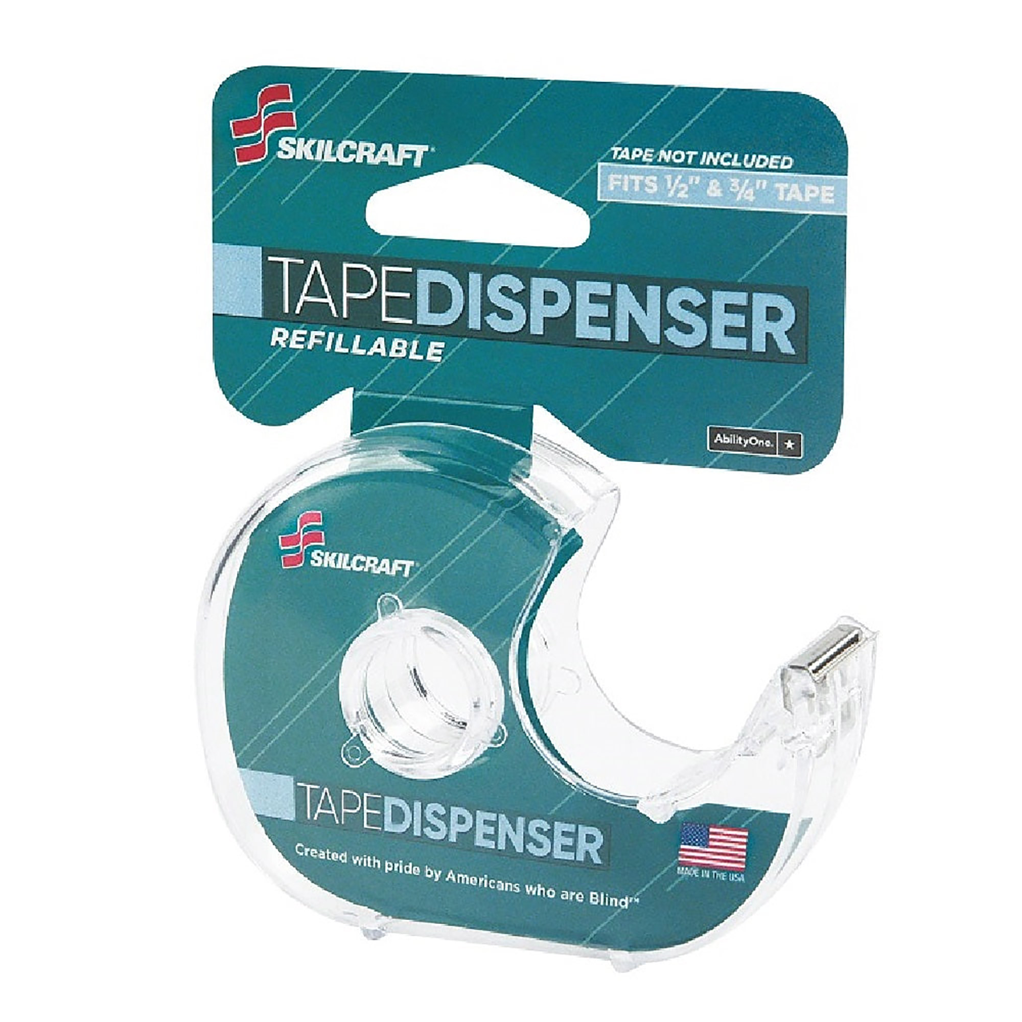 Dispenser, Tape, Hand-Held, Refillable, Clear - 12/PK