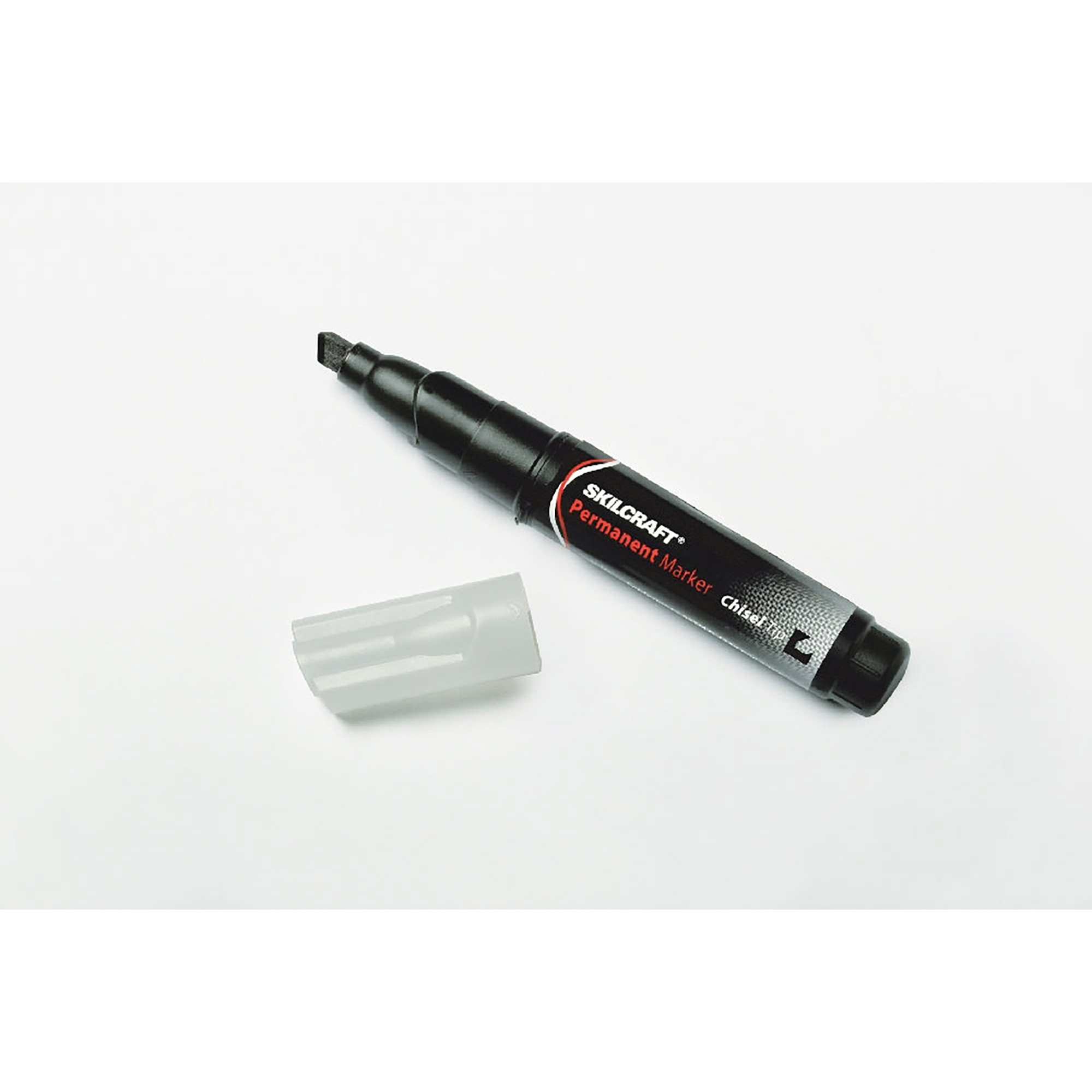 Permanent Marker, Tube Type, Chisel Tip, Black - 12/PK