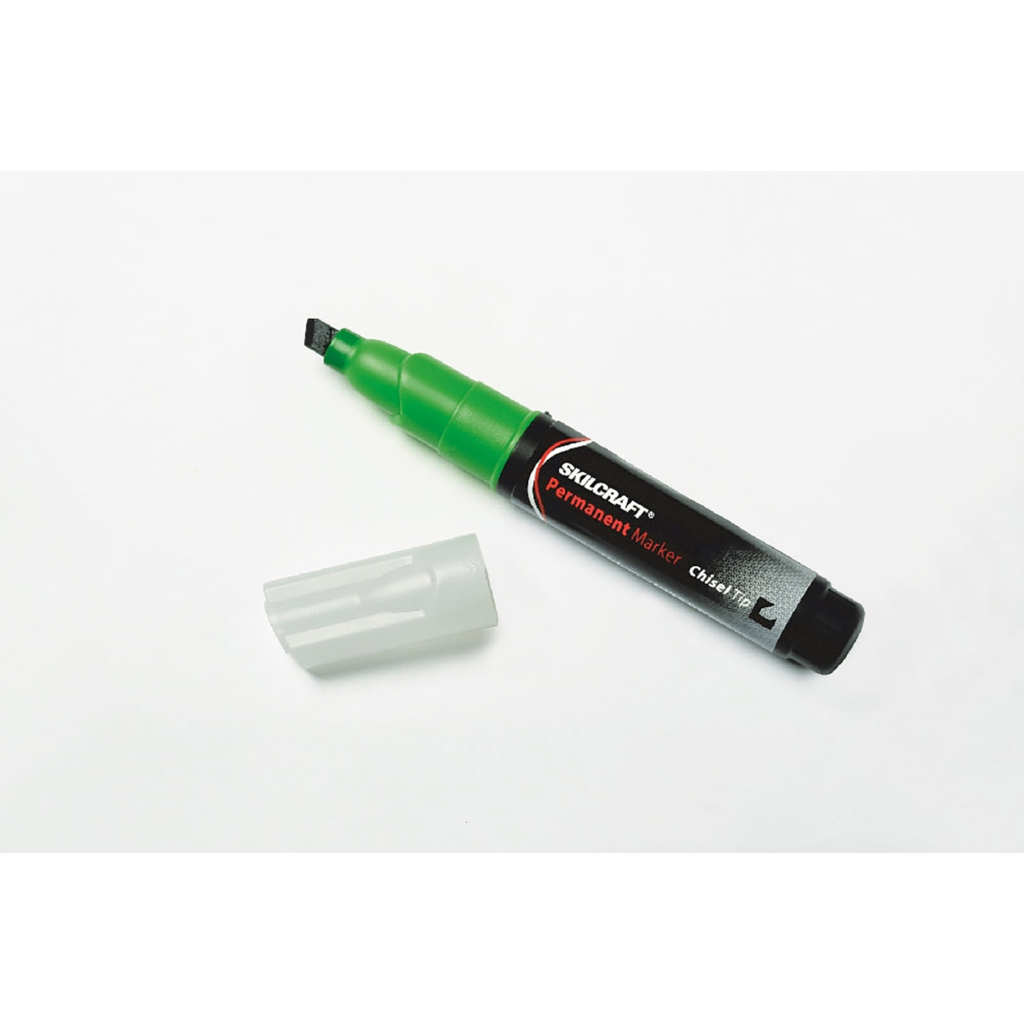 Permanent Marker, Tube Type, Chisel Tip, Green - 12/PK