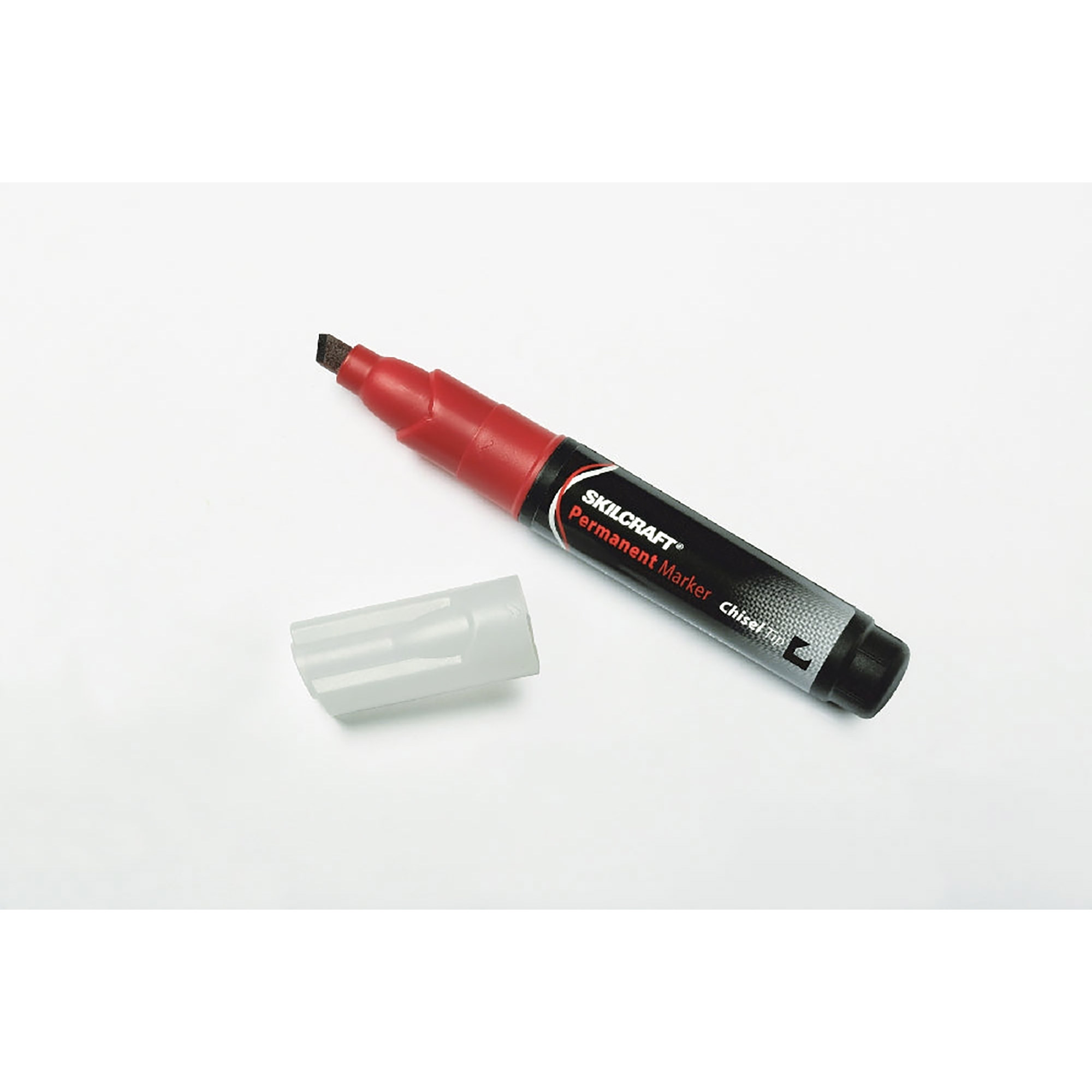 Permanent Marker, Tube Type, Chisel Tip, Red - 12/PK