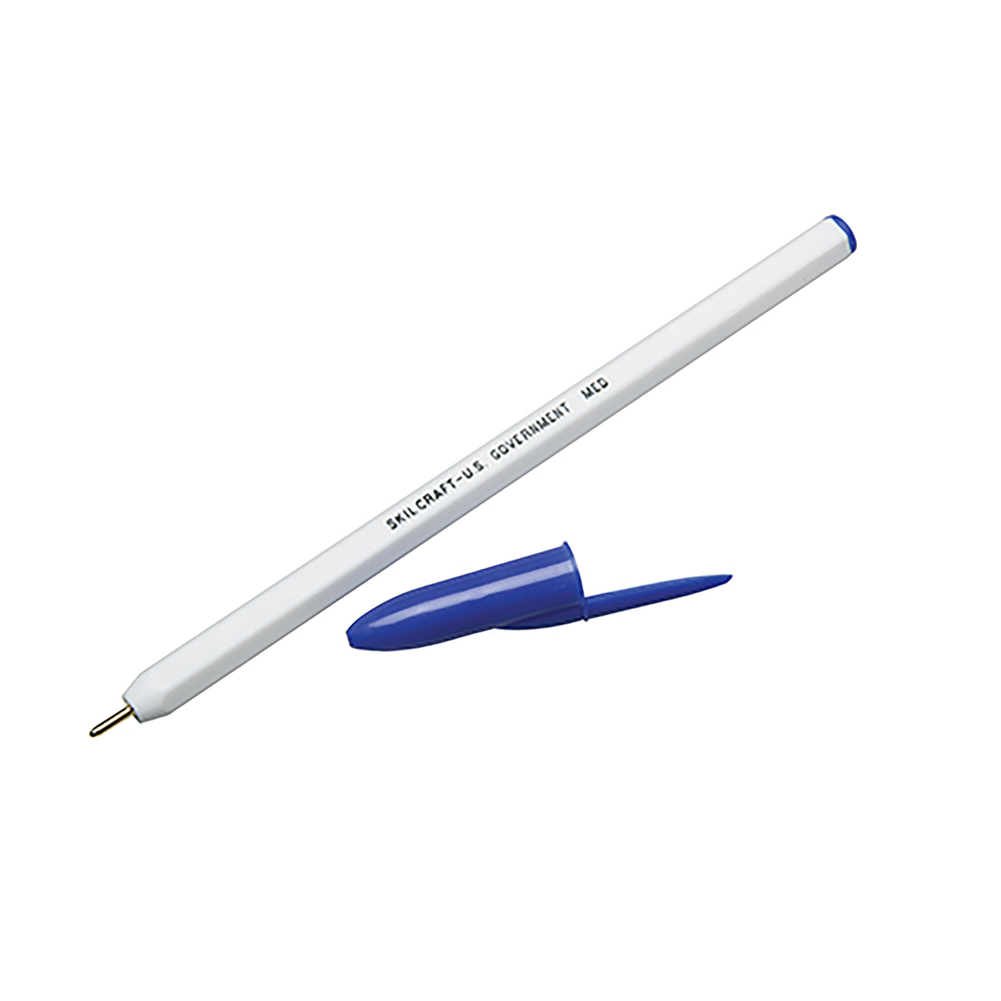 Pen, Ballpoint, Stick, Hexagonal Barrel, Blue, Medium Point - 12/PK