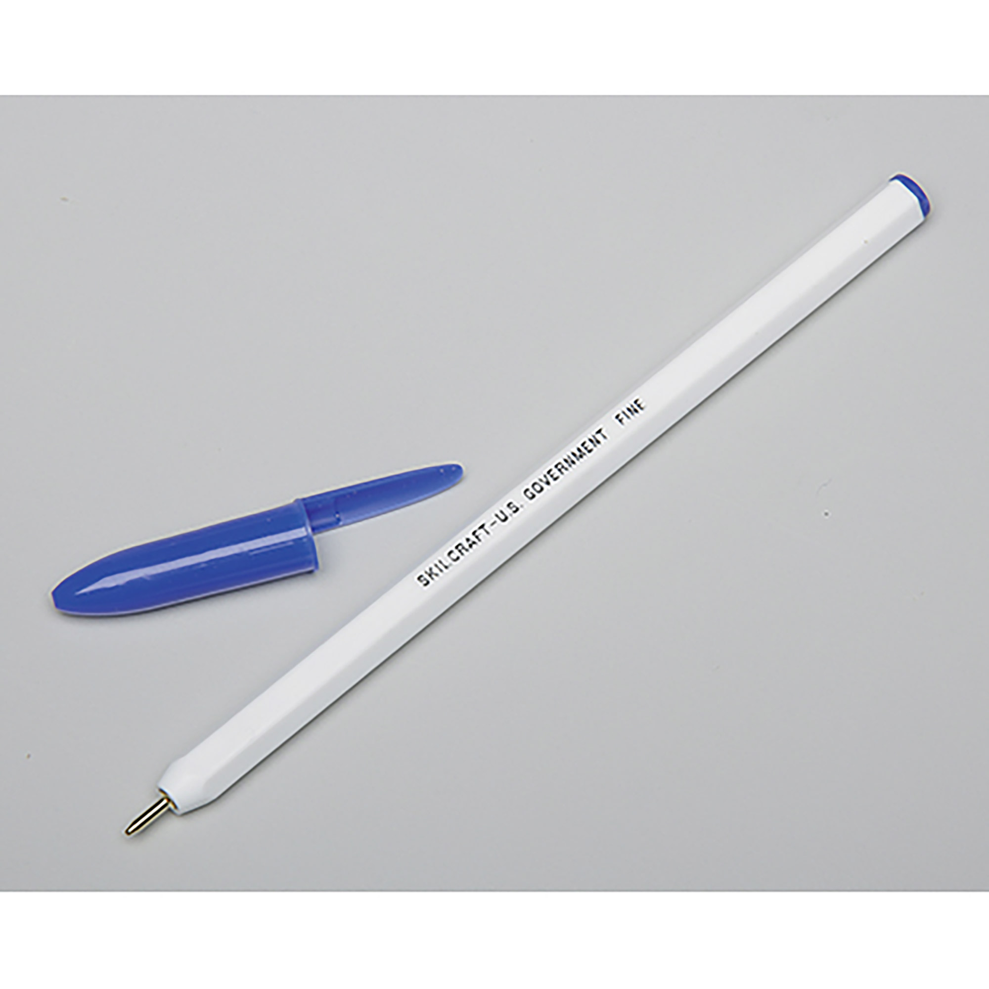 Pen, Ballpoint, Stick, Hexagonal Barrel, Blue, Fine Point - 12/PK