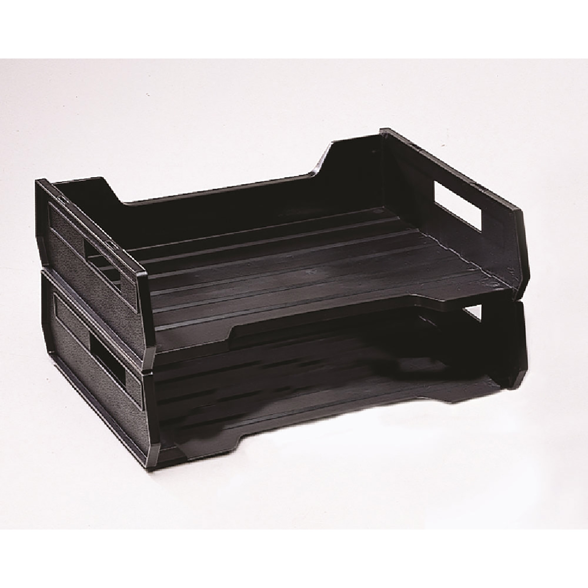 Skilcraft Plastic Desk Tray, 1 Section, Letter Size Files, 12" x 8.5" x 5", Black, 2/Pack - 2/PK