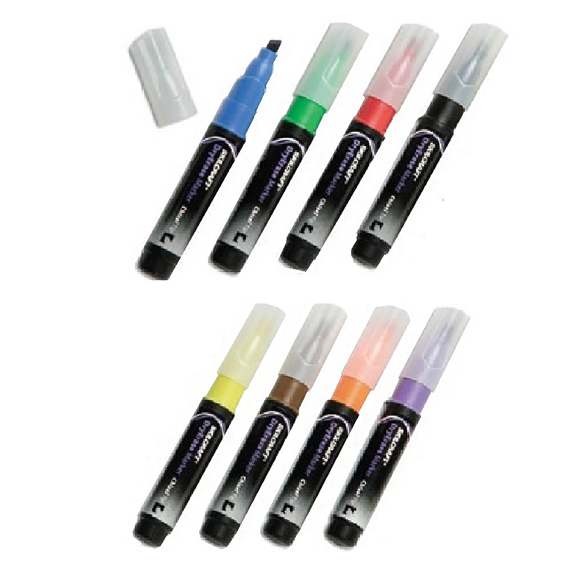 Marker Set, Dry Erase, Tube Type, Chisel Tip, 8 Colors - 12/PK