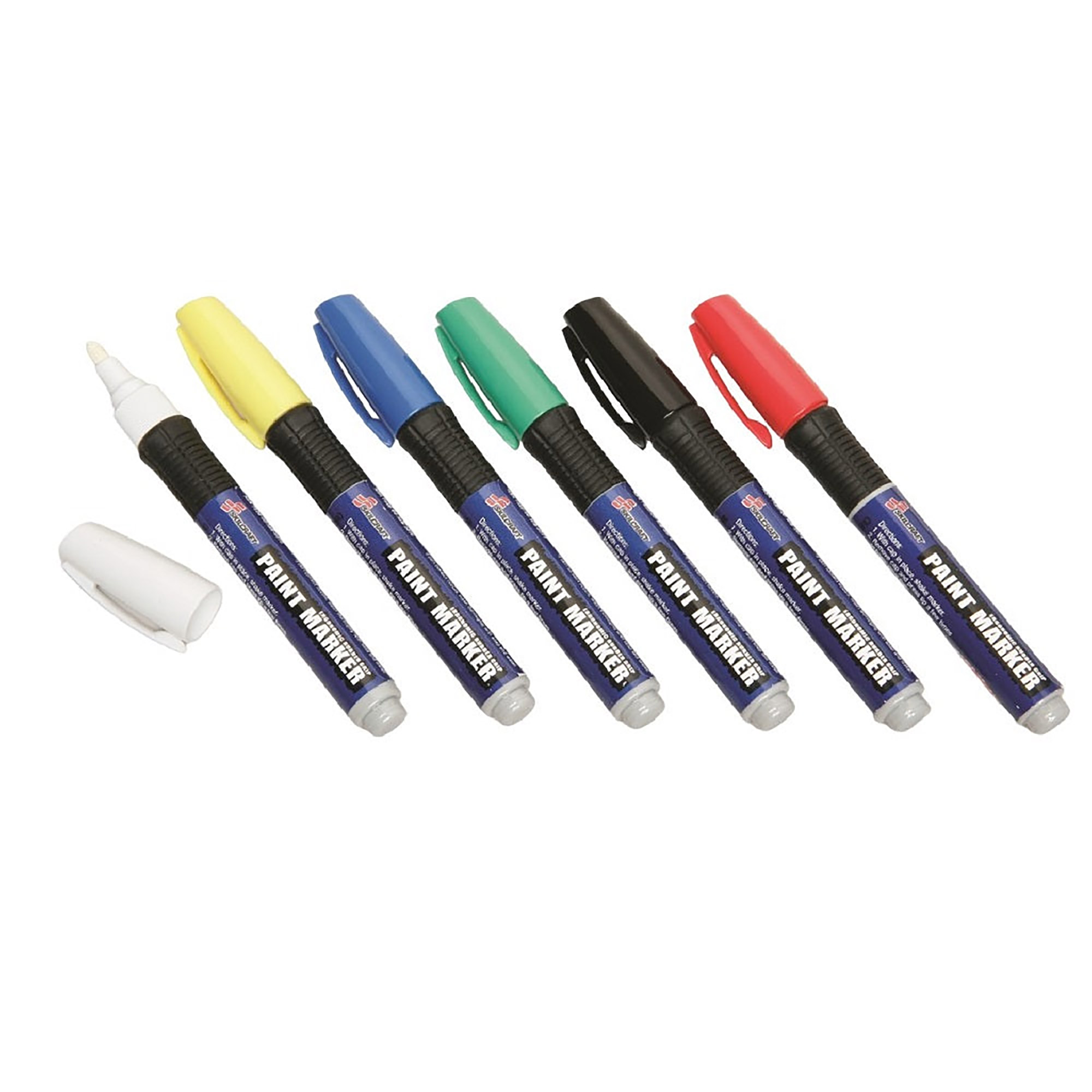 Marker, Paint, Oil Based, Medium Point, Rubber Grip, Assorted Colors - 6/PK