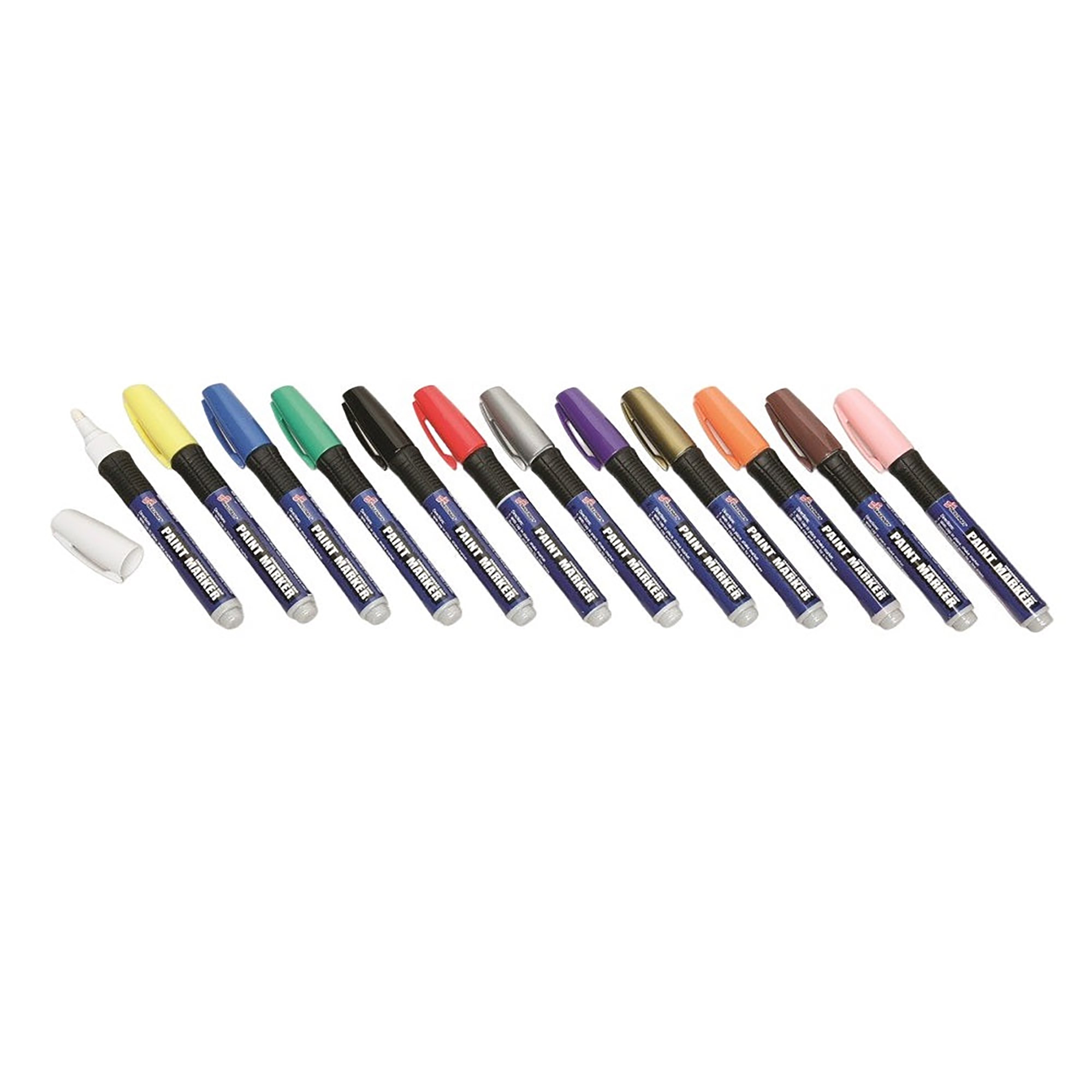 Marker, Paint, Oil Based, Medium Point, Rubber Grip, Assorted Colors, 12/Se - 12/PK