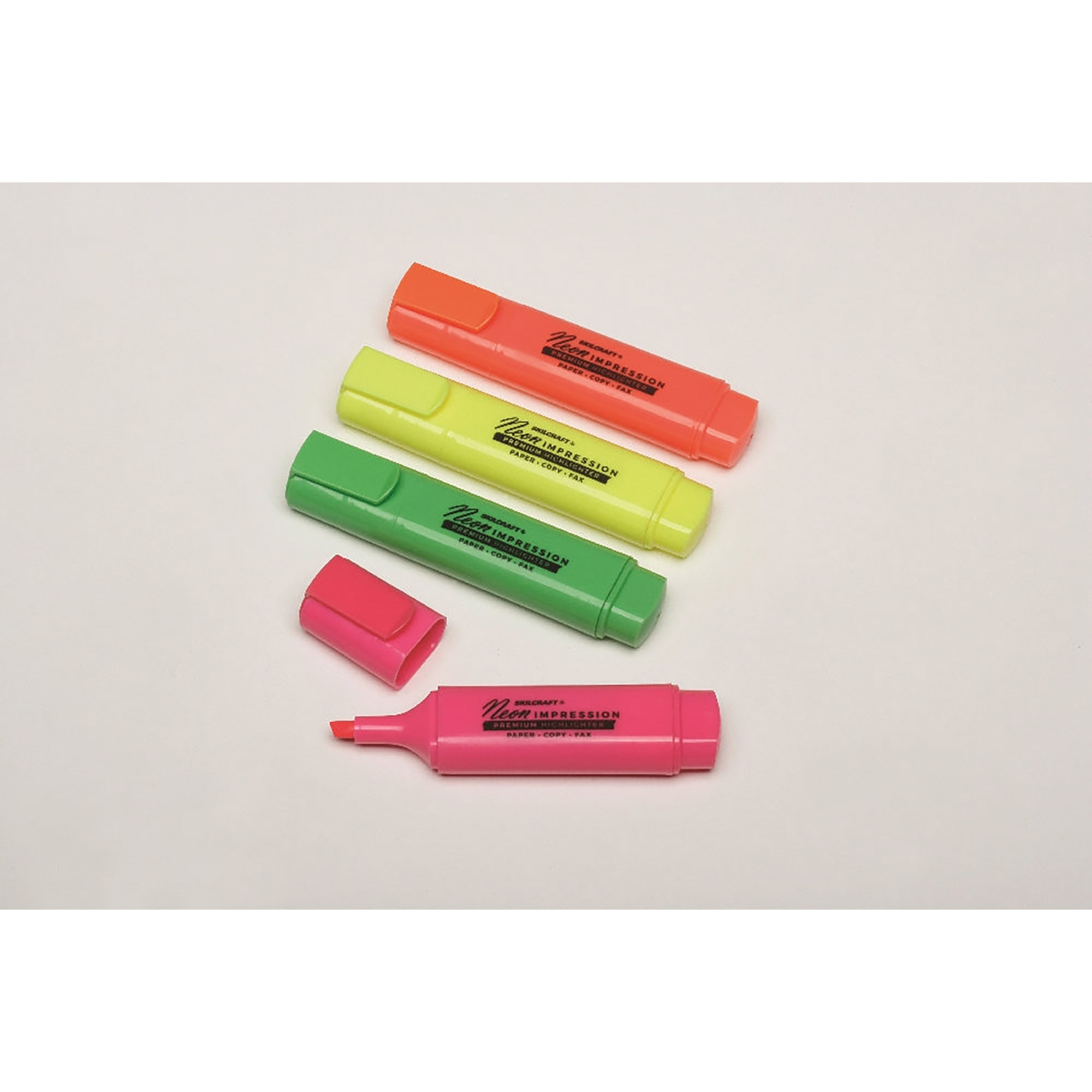 Markers, Highlighter, Flat Barrel, Chisel Tip, 4 Color Set