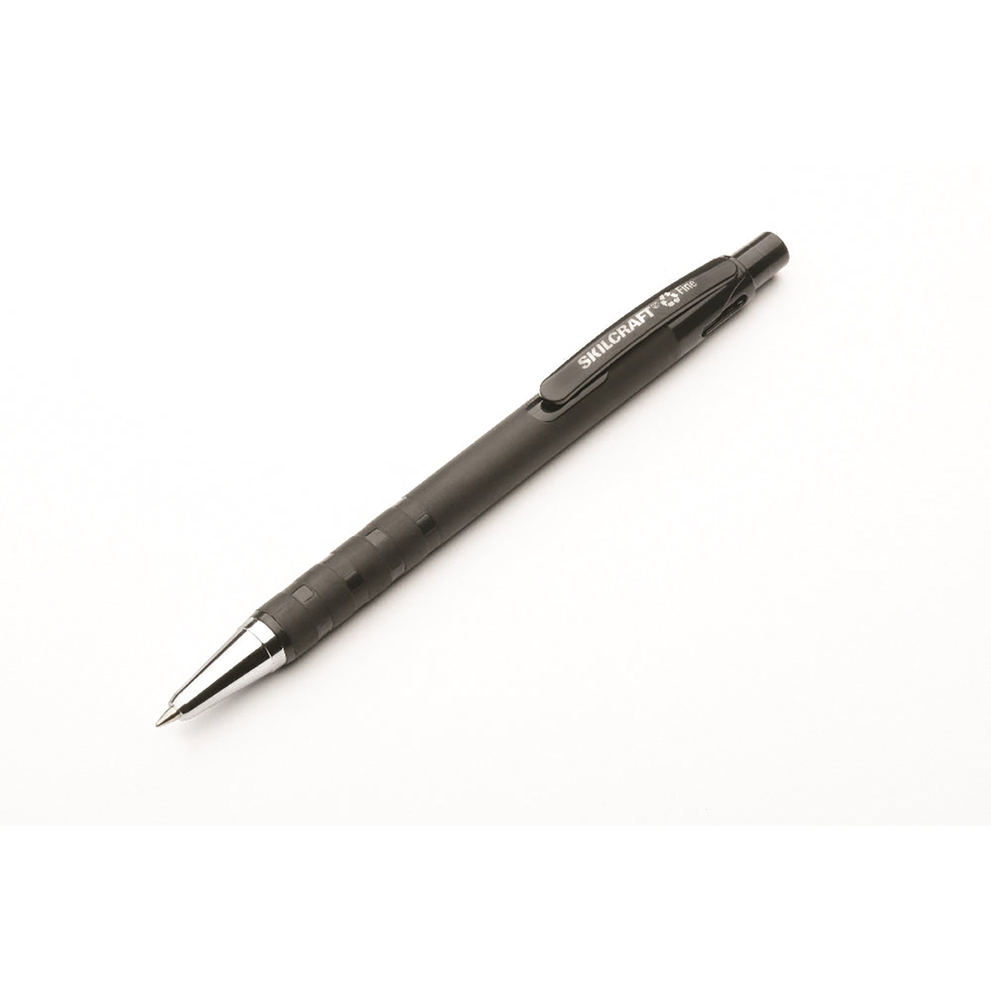 Pen, Ballpoint, Rubberized, Retractable, Refillable, Black, Fine Point - 12/PK