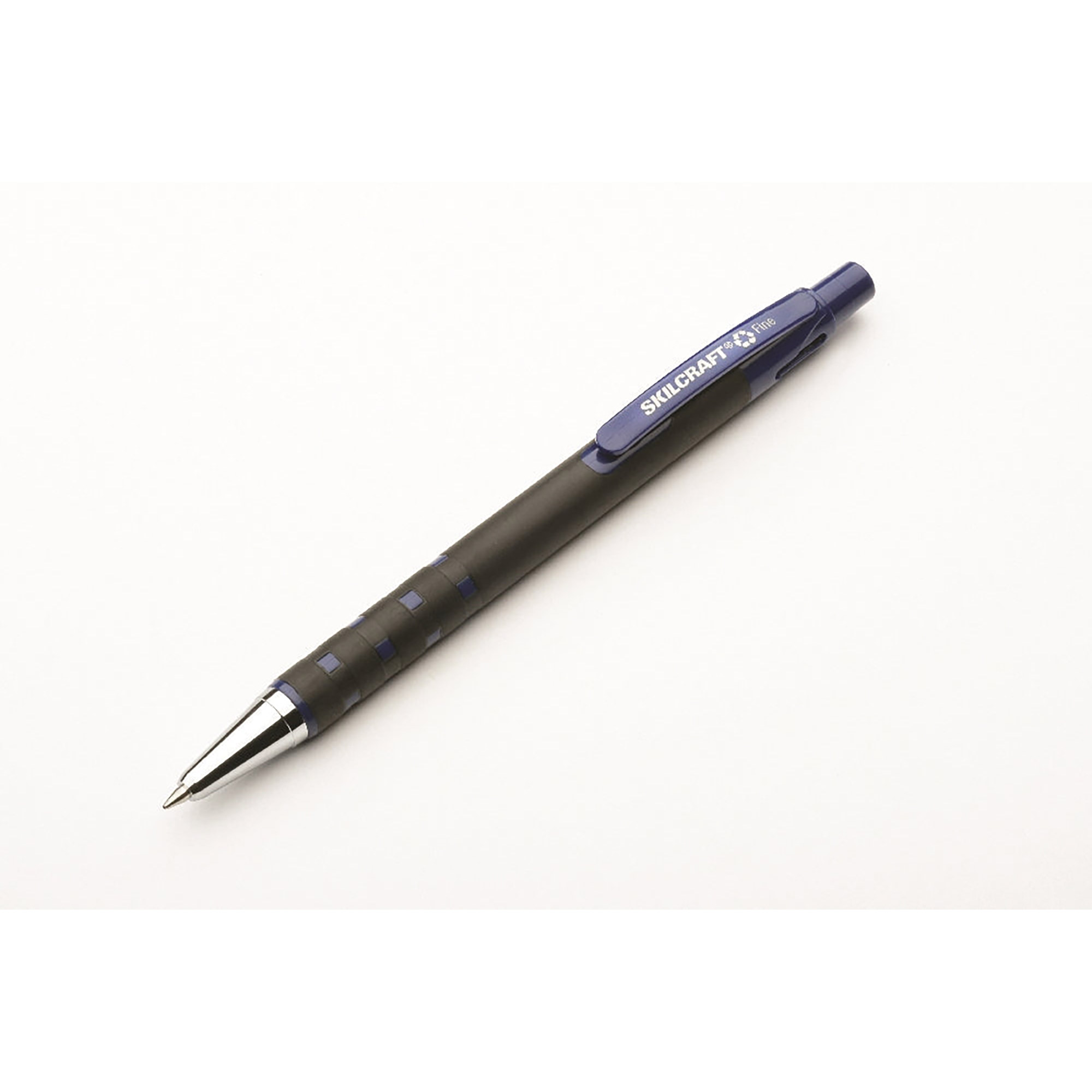 Pen, Ballpoint, Rubberized, Retractable, Refillable, Blue, Fine Point - 12/PK