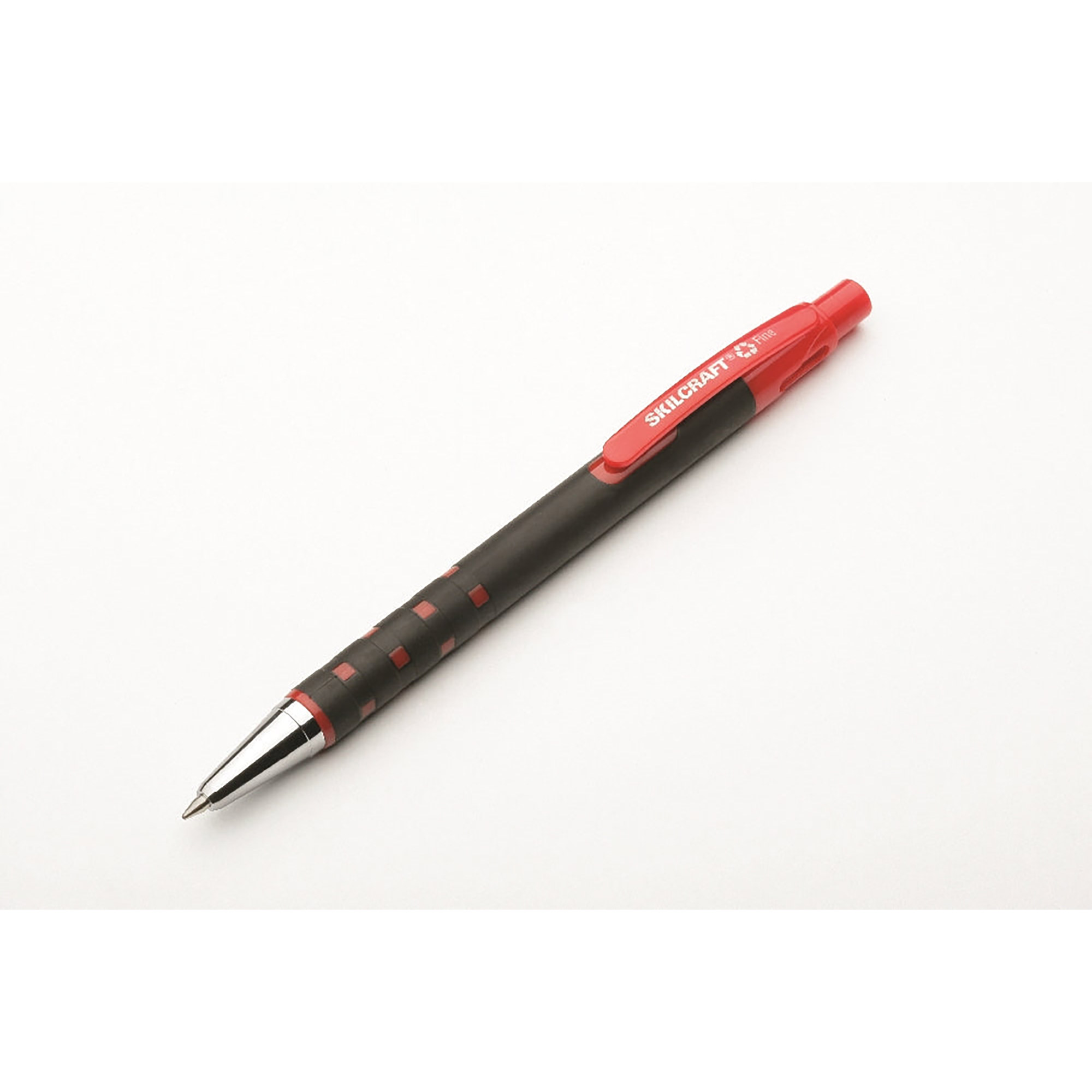 Pen, Ballpoint, Rubberized, Retractable, Refillable, Red, Fine Point - 12/PK