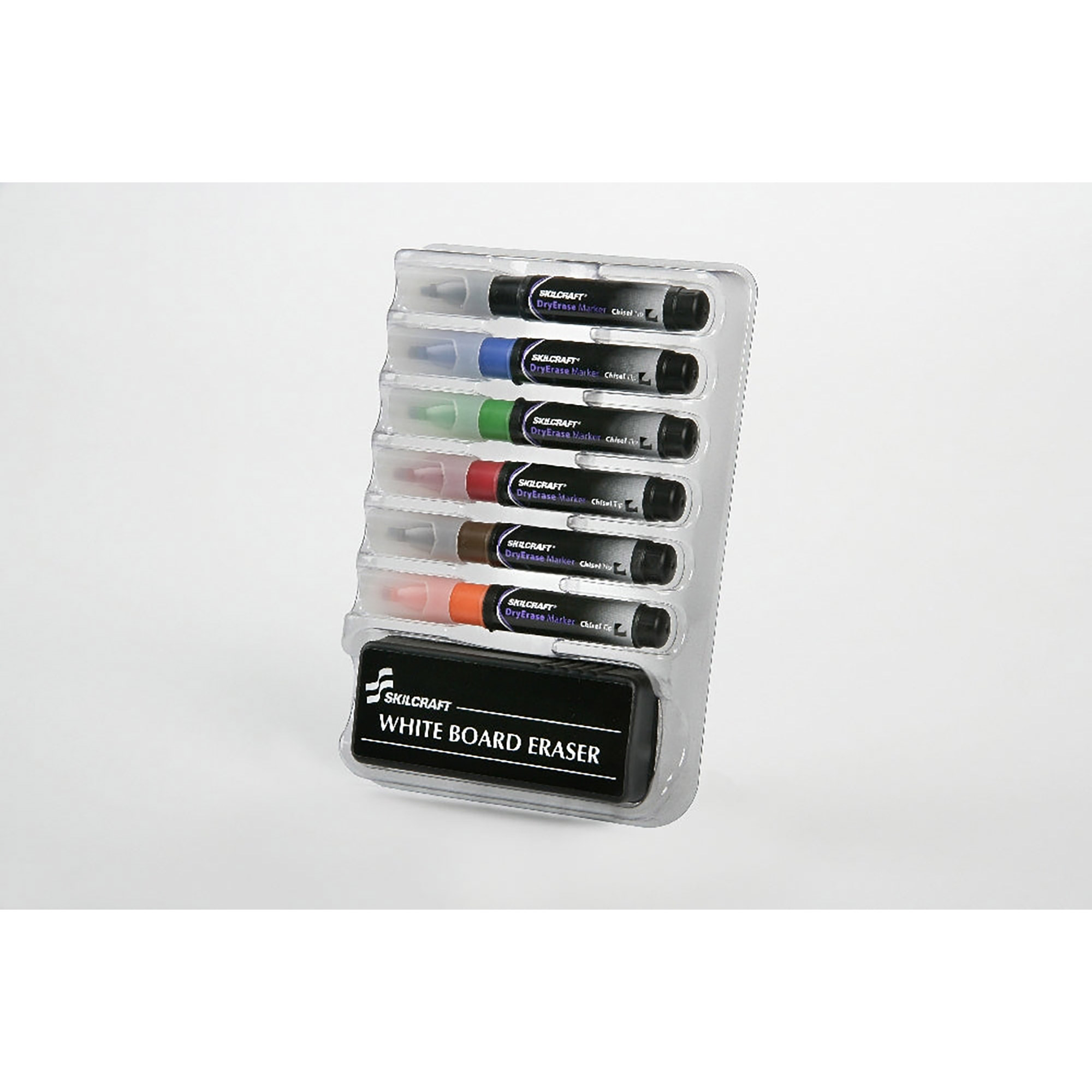 Kit, Dry Erase Marker, Tube Type, Tray Holder, Chisel Tip, 6 Colors - 12/PK