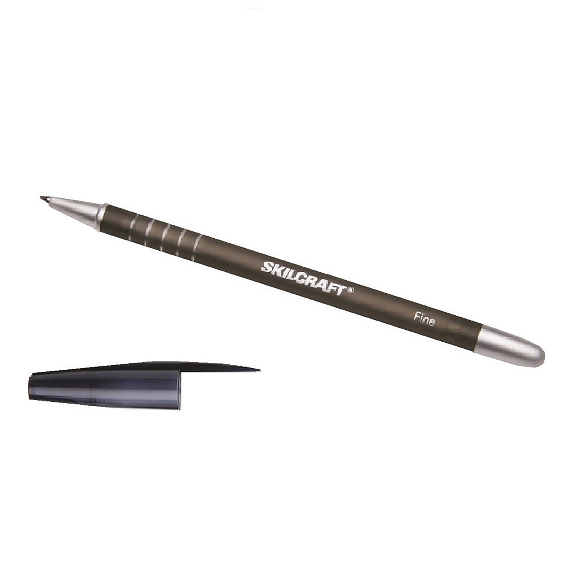 Pen, Ballpoint, Stick, Refillable, Rubberized Barrel, Black, Fine Point - 12/PK
