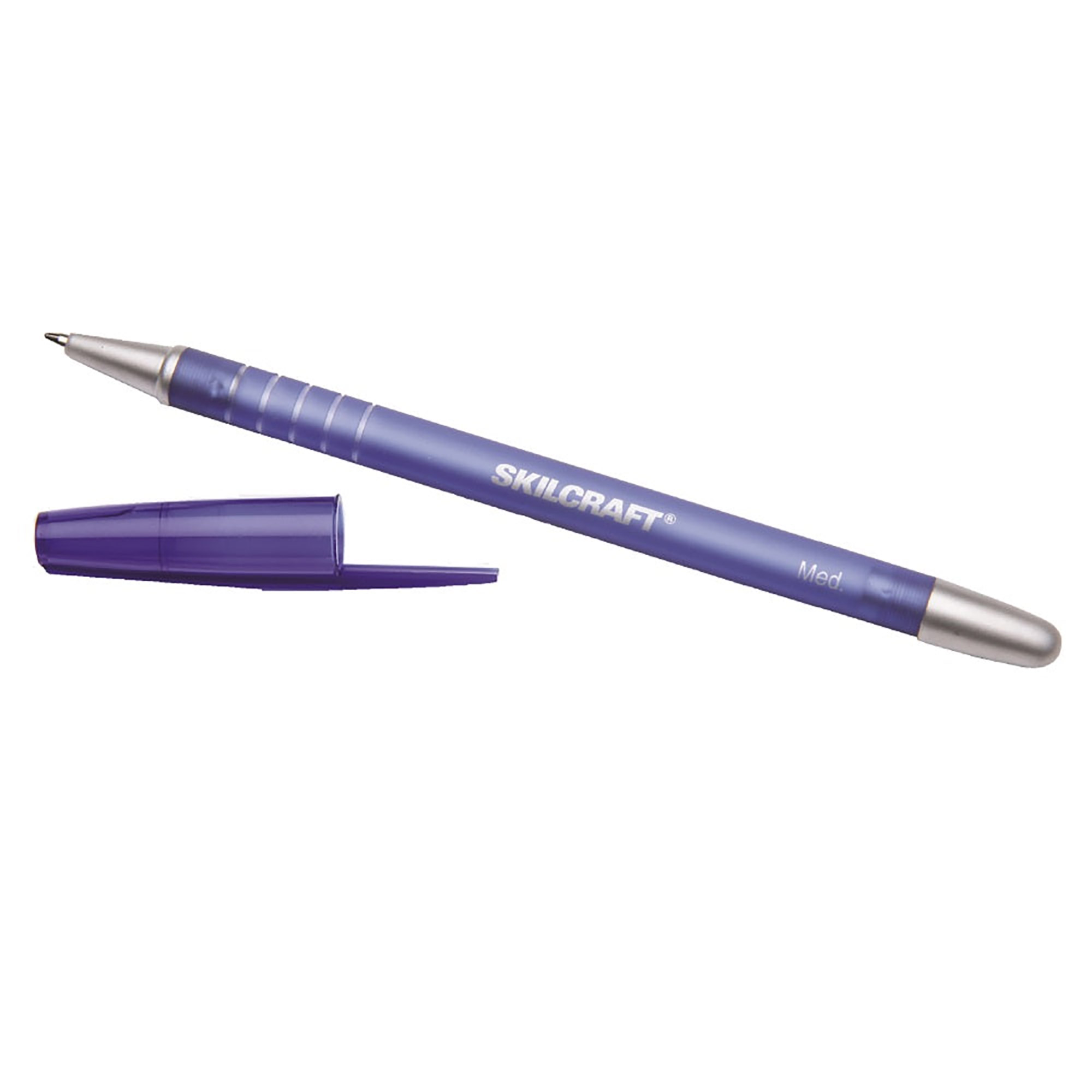 Pen, Ballpoint, Stick, Refillable, Rubberized Barrel, Blue, Medium Point - 12/PK