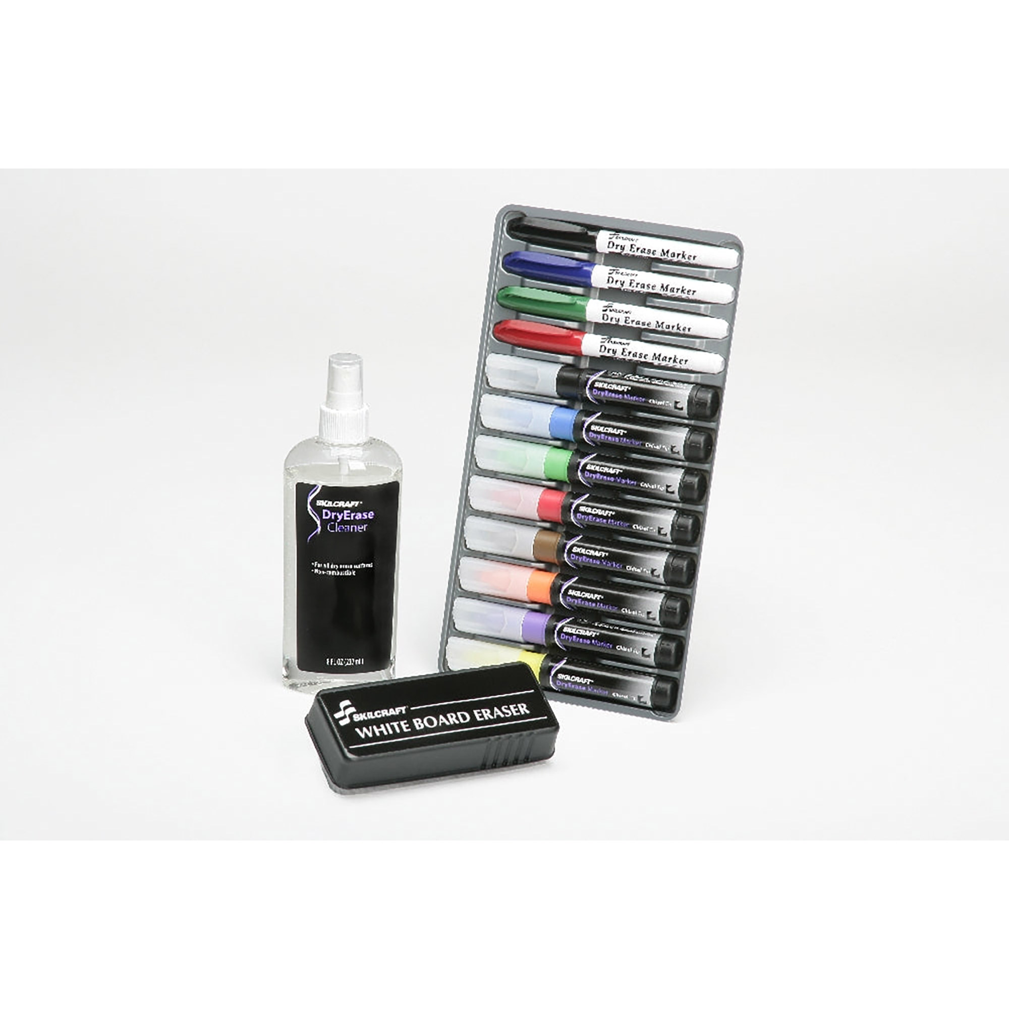 Kit, Dry Erase Marker, Tube Type, Storage Case, Chisel And Fine Tip, 12 Colors - 12/PK