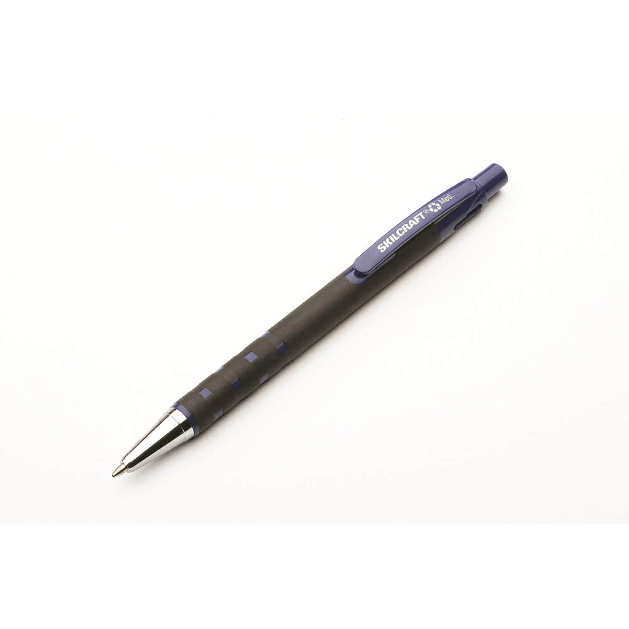 Pen, Ballpoint, Rubberized, Retractable, Refillable, Blue, Medium Point - 12/PK